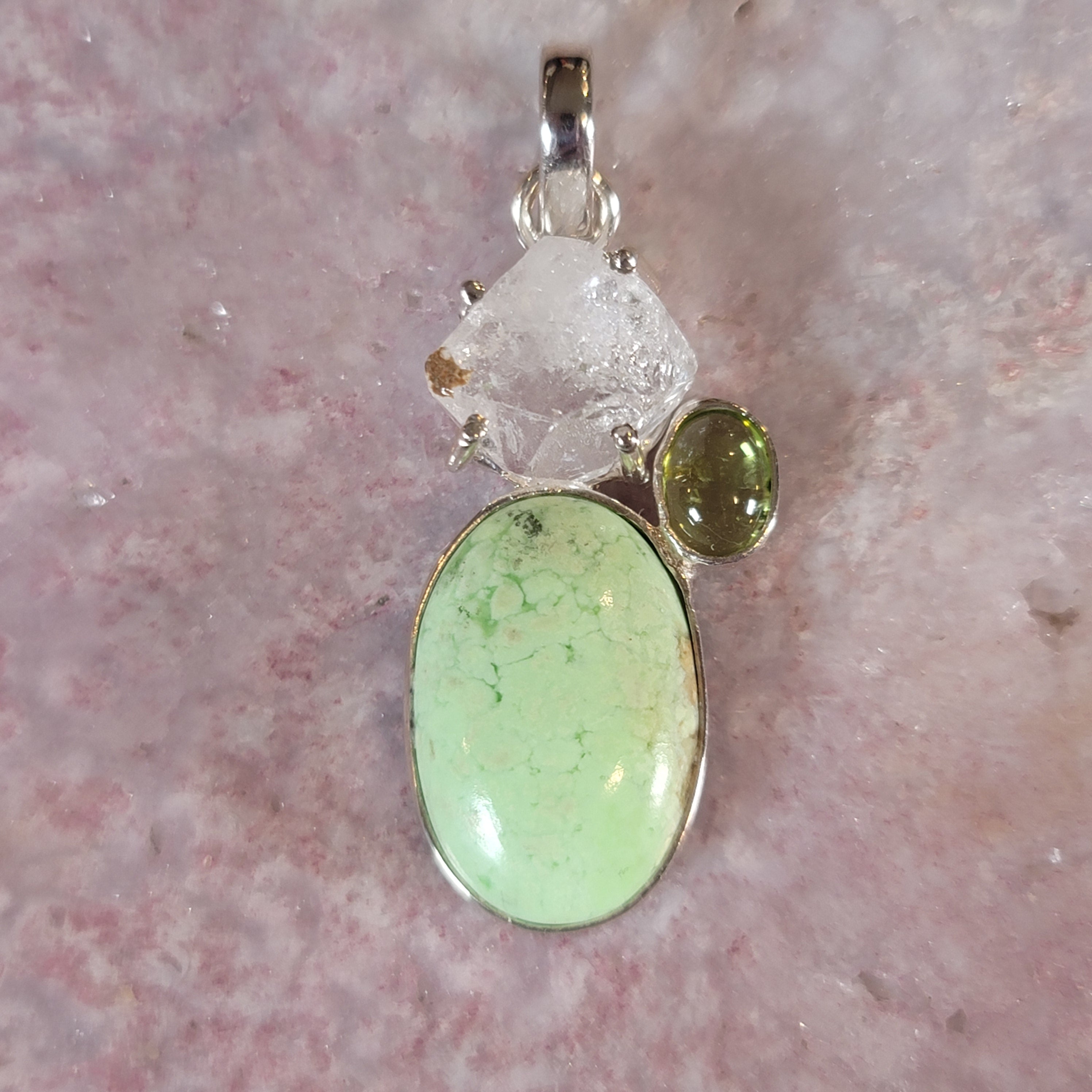 Lemon Chrysoprase Pendant .925 Silver for Compassion, Joy and Kindness