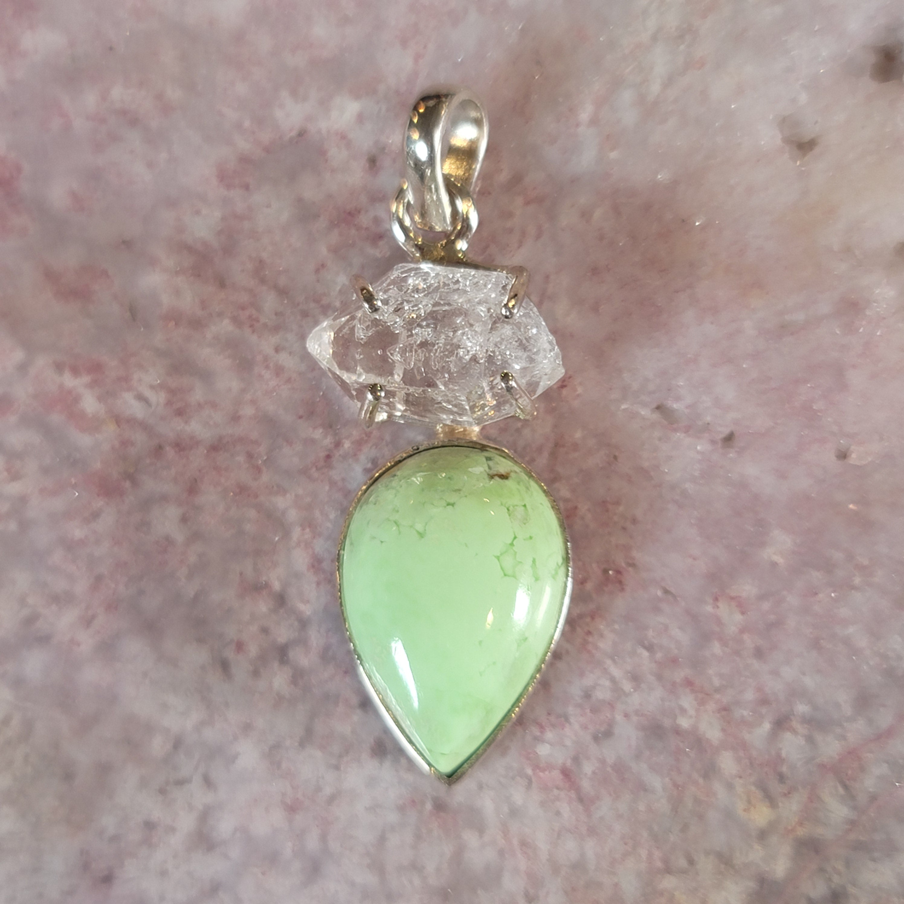 Lemon Chrysoprase Pendant .925 Silver for Compassion, Joy and Kindness