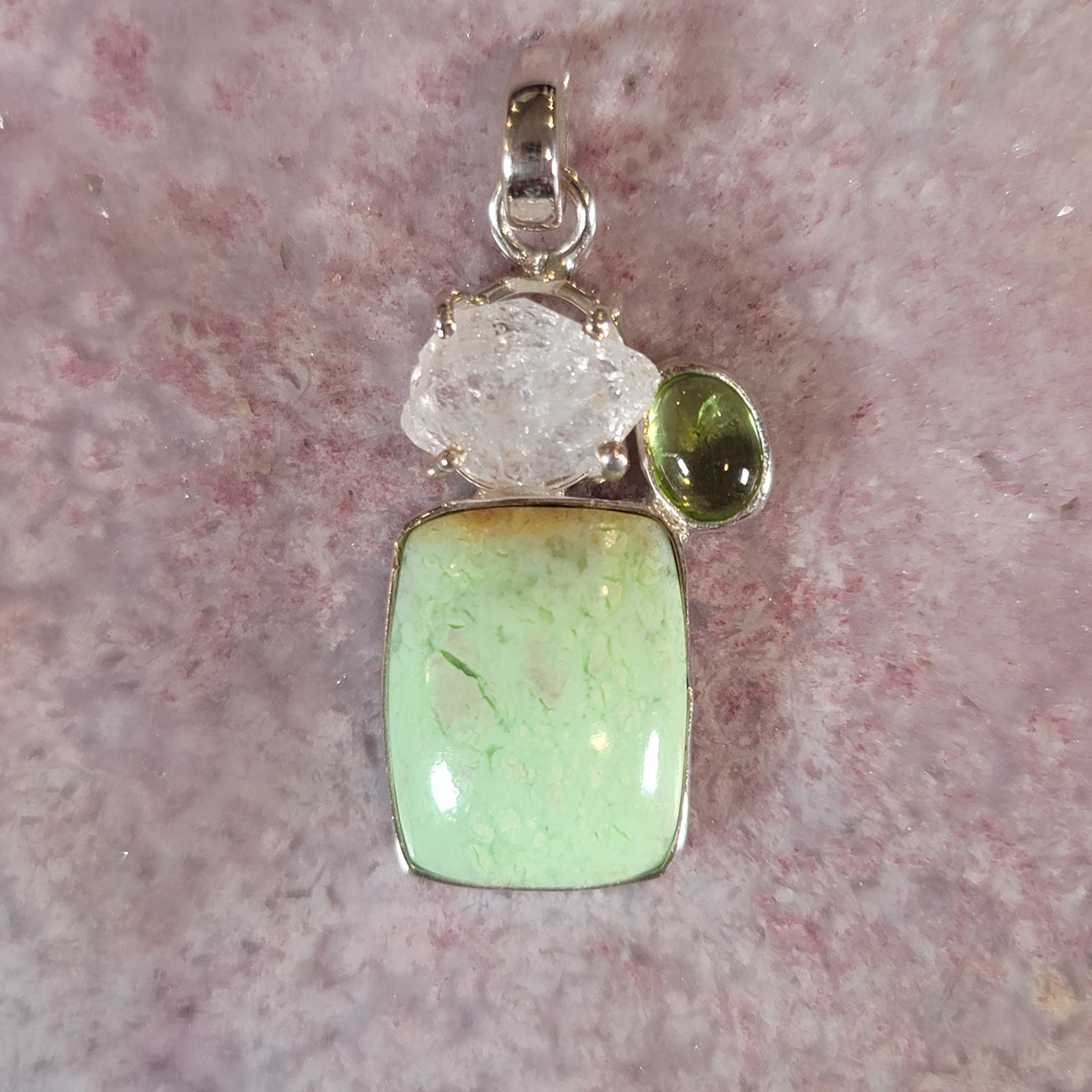 Lemon Chrysoprase Pendant .925 Silver for Compassion, Joy and Kindness