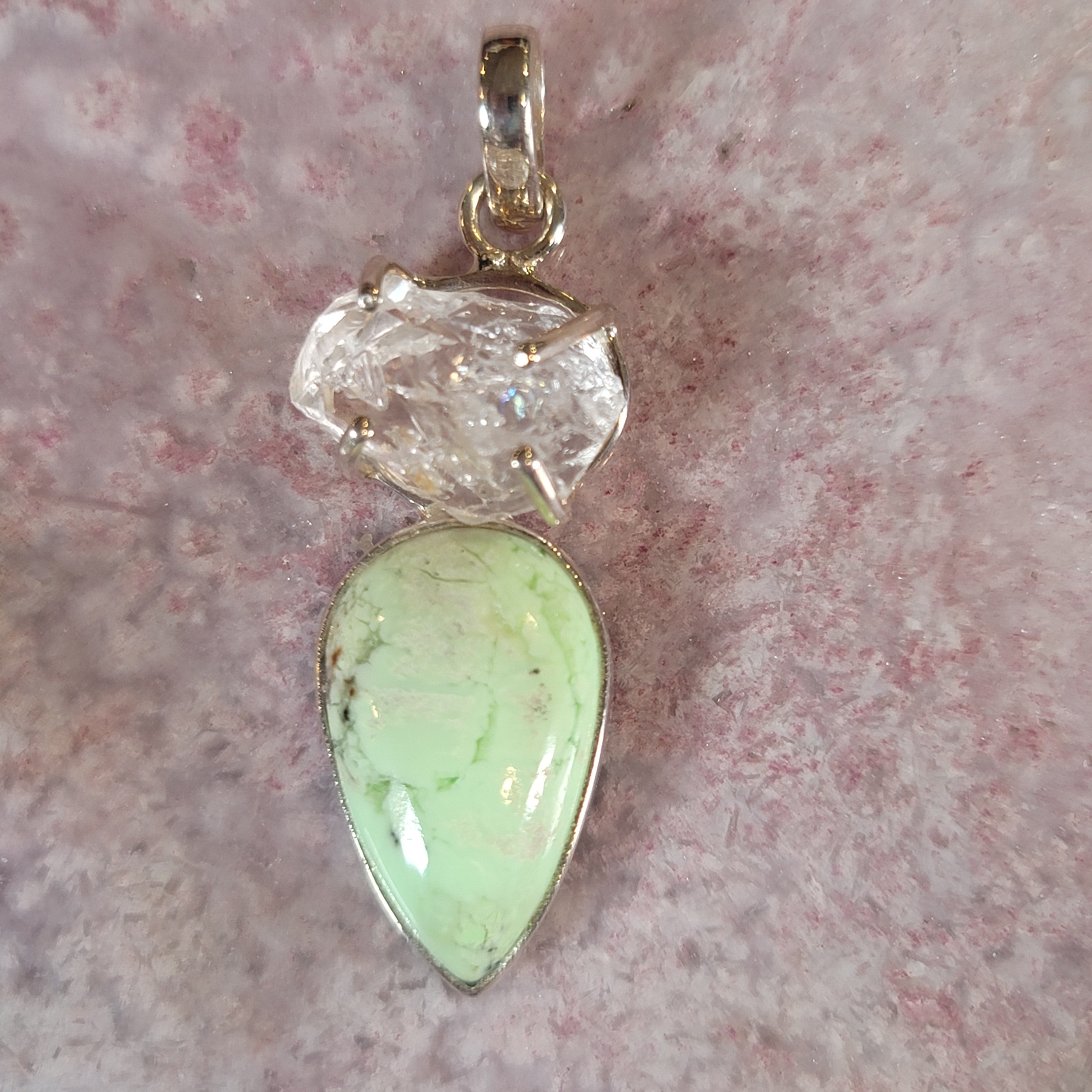 Lemon Chrysoprase Pendant .925 Silver for Compassion, Joy and Kindness