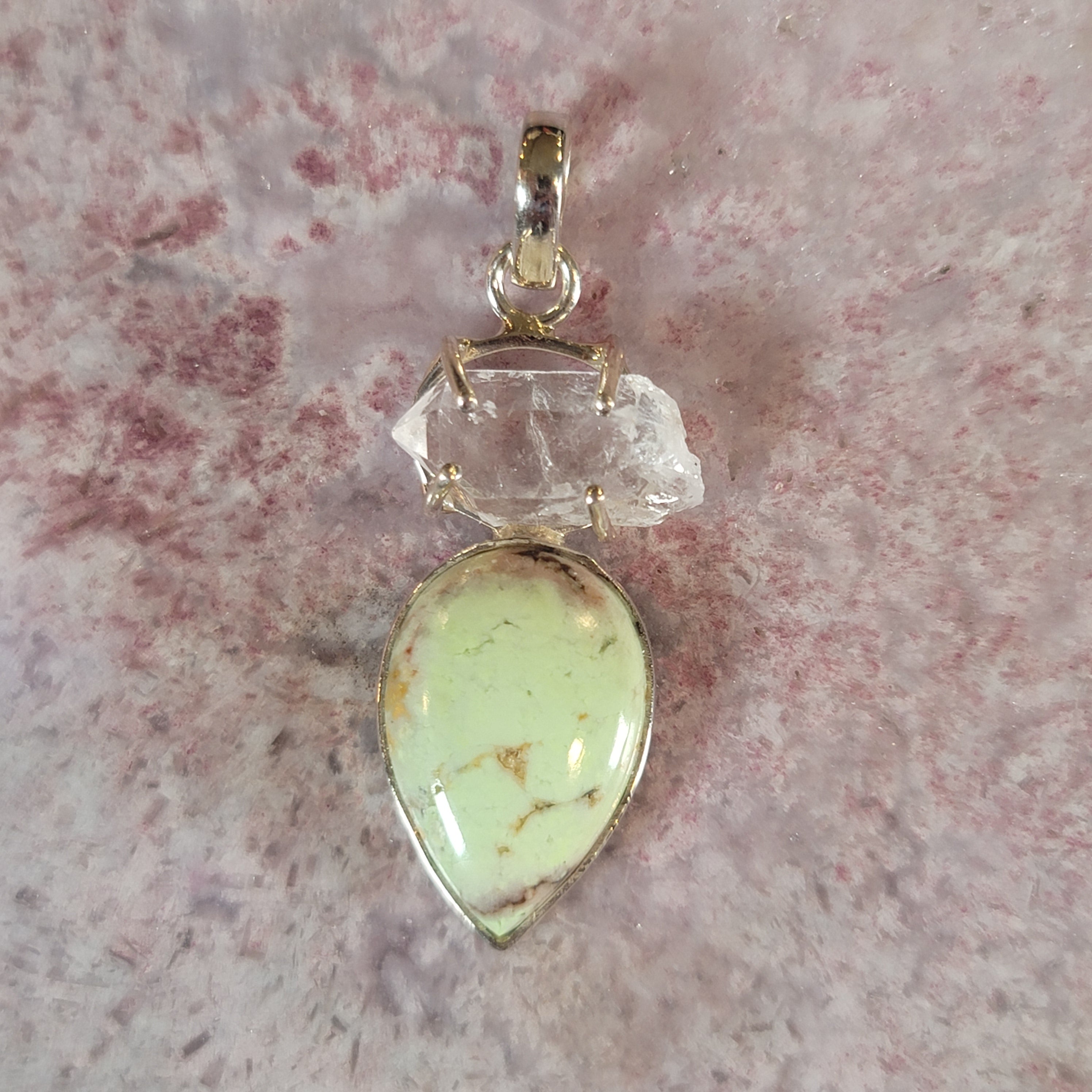 Lemon Chrysoprase Pendant .925 Silver for Compassion, Joy and Kindness