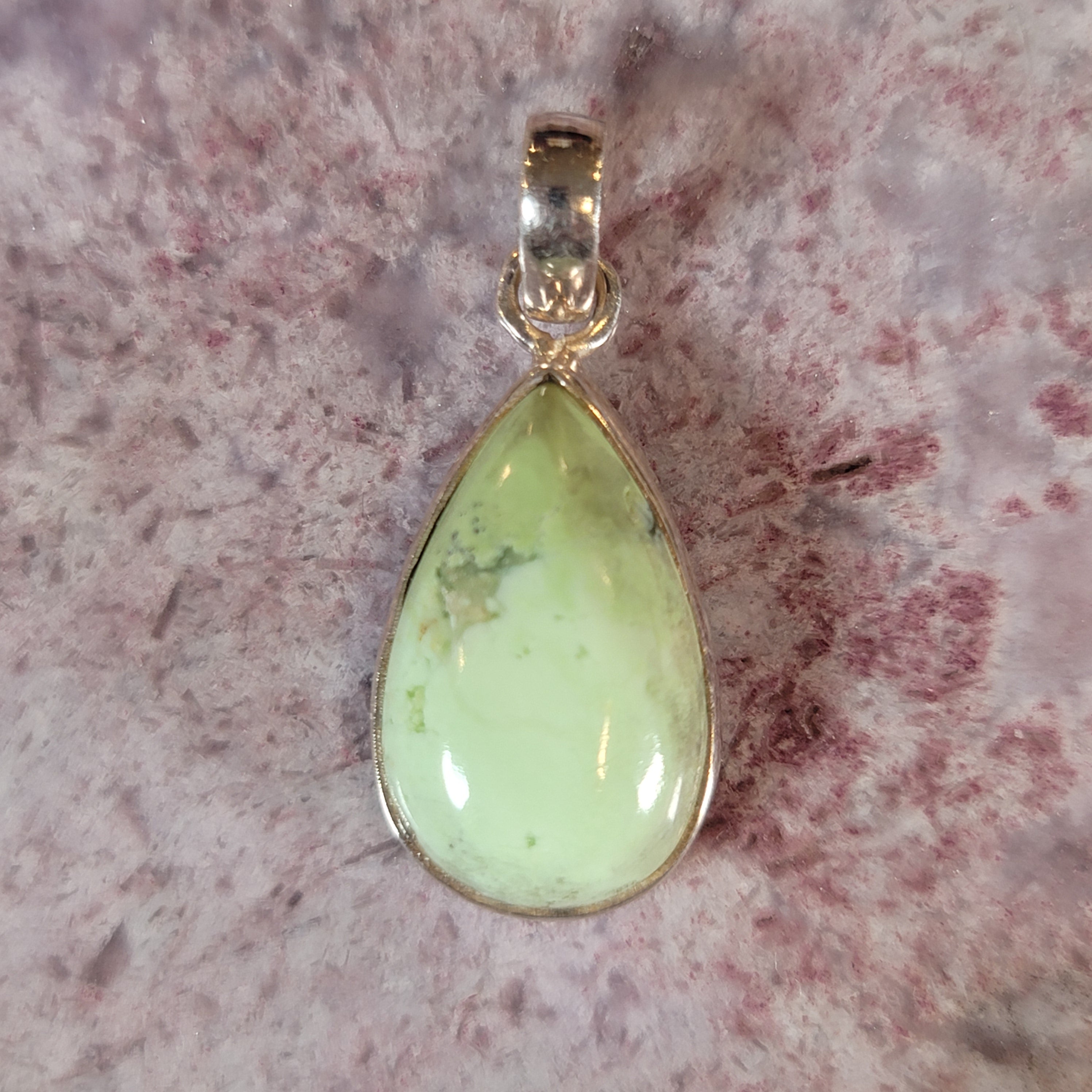 Lemon Chrysoprase Pendant .925 Silver for Compassion, Joy and Kindness