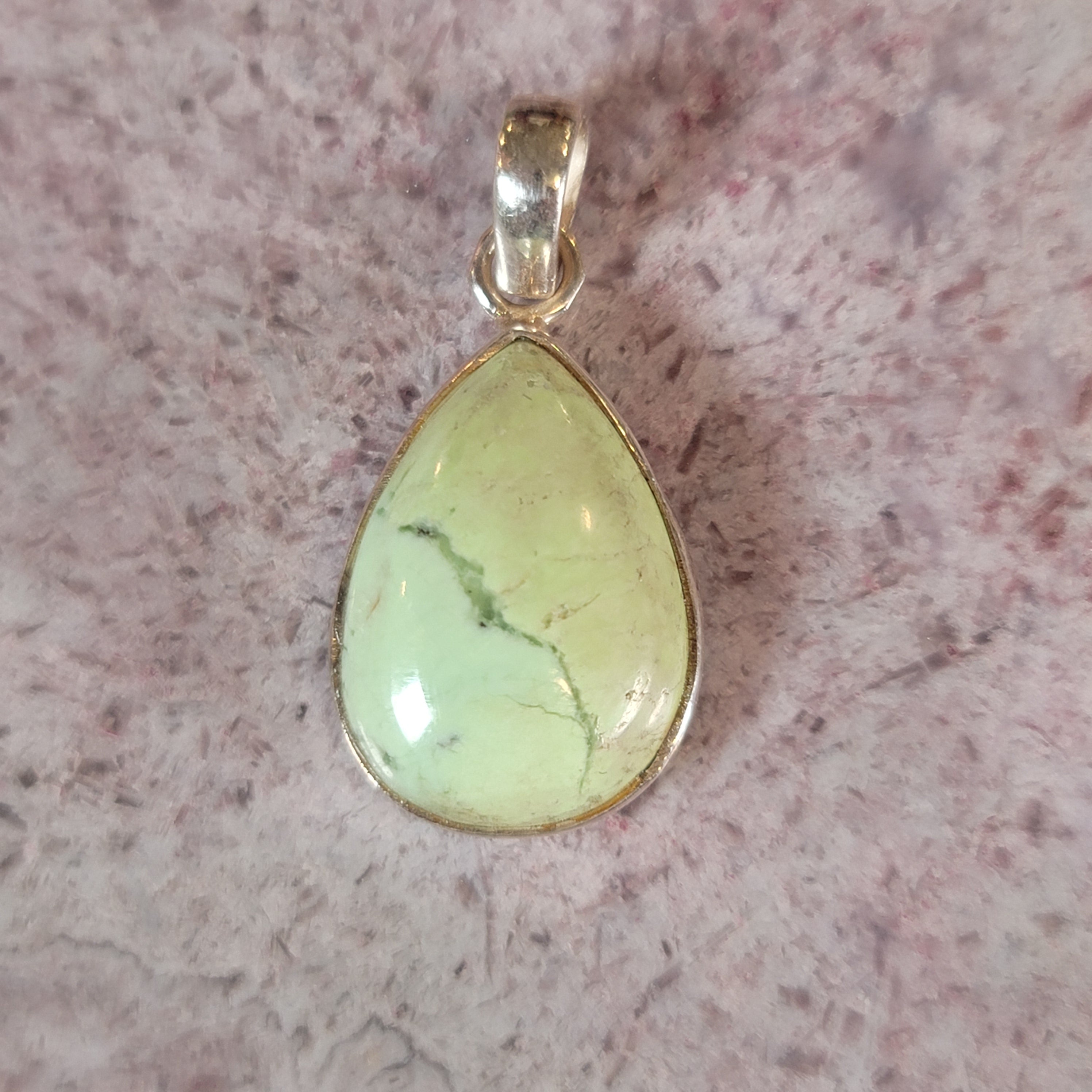 Lemon Chrysoprase Pendant .925 Silver for Compassion, Joy and Kindness