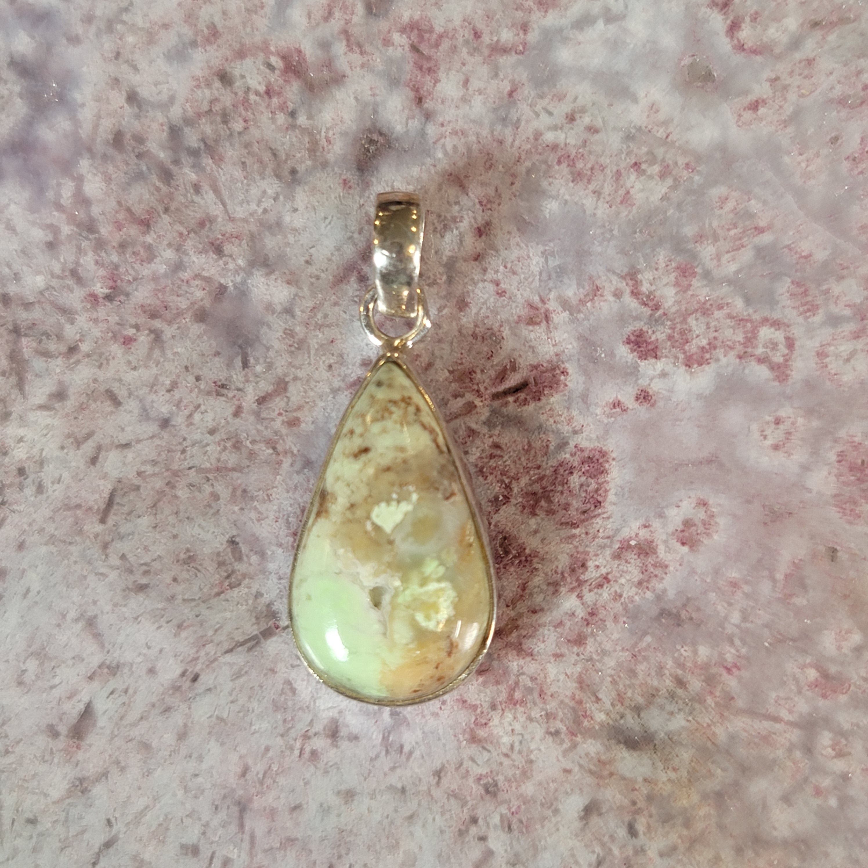 Lemon Chrysoprase Pendant .925 Silver for Compassion, Joy and Kindness