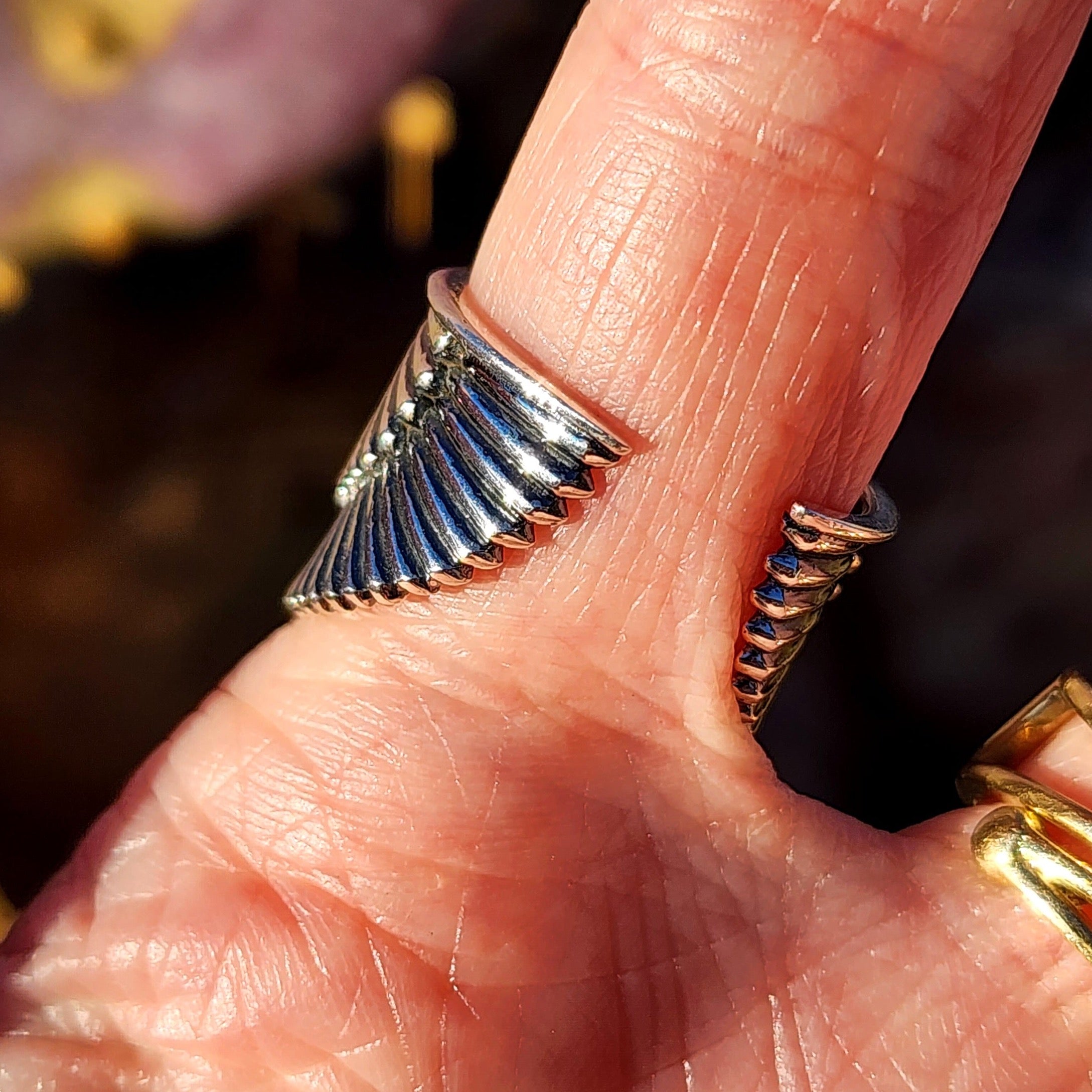 Kyanite Scarab Finger Cuff Adjustable Ring .925 Silver for Balance, Manifestation and Protection