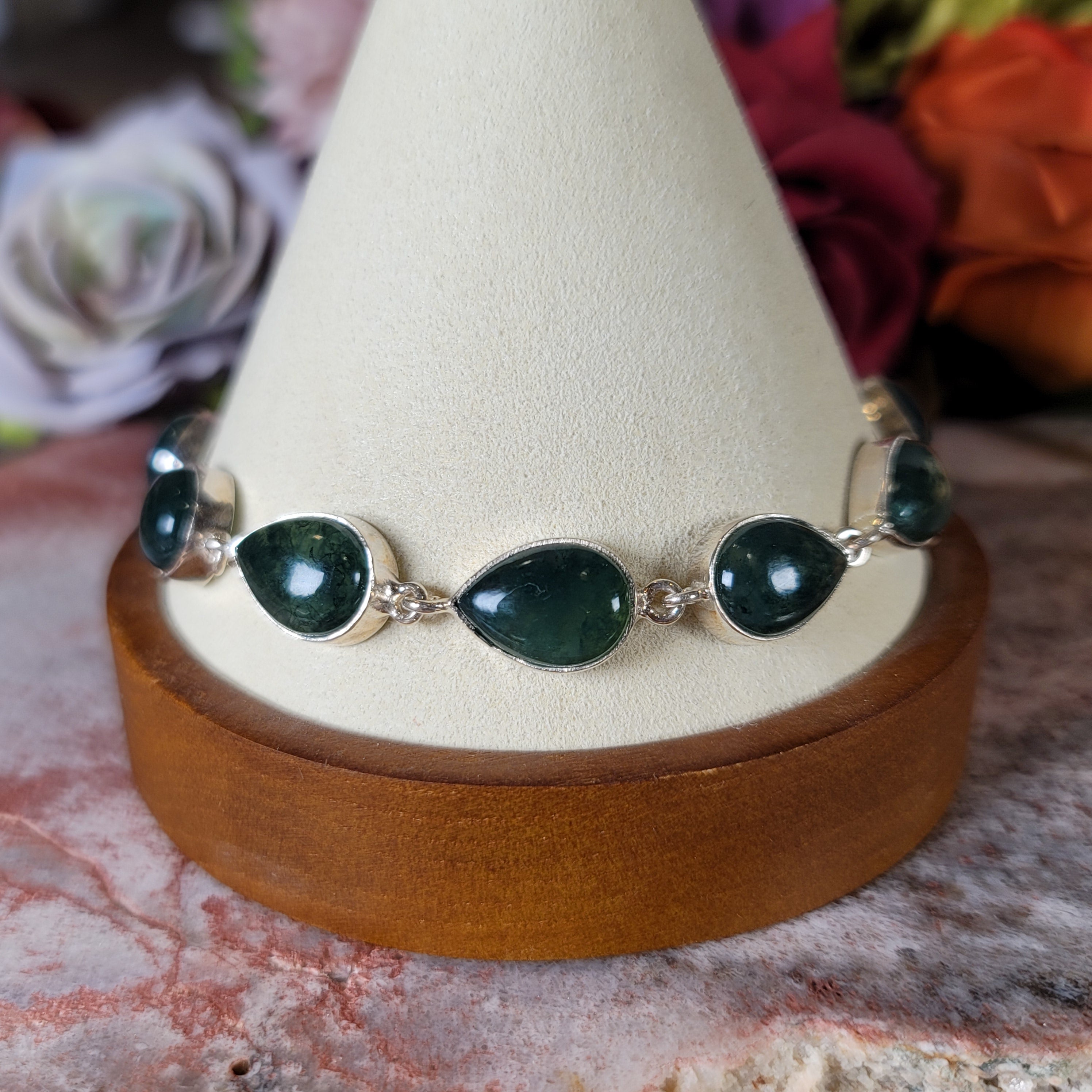 Moss Agate Bracelet .925 Silver (AAA Grade) for Creating your Dreams