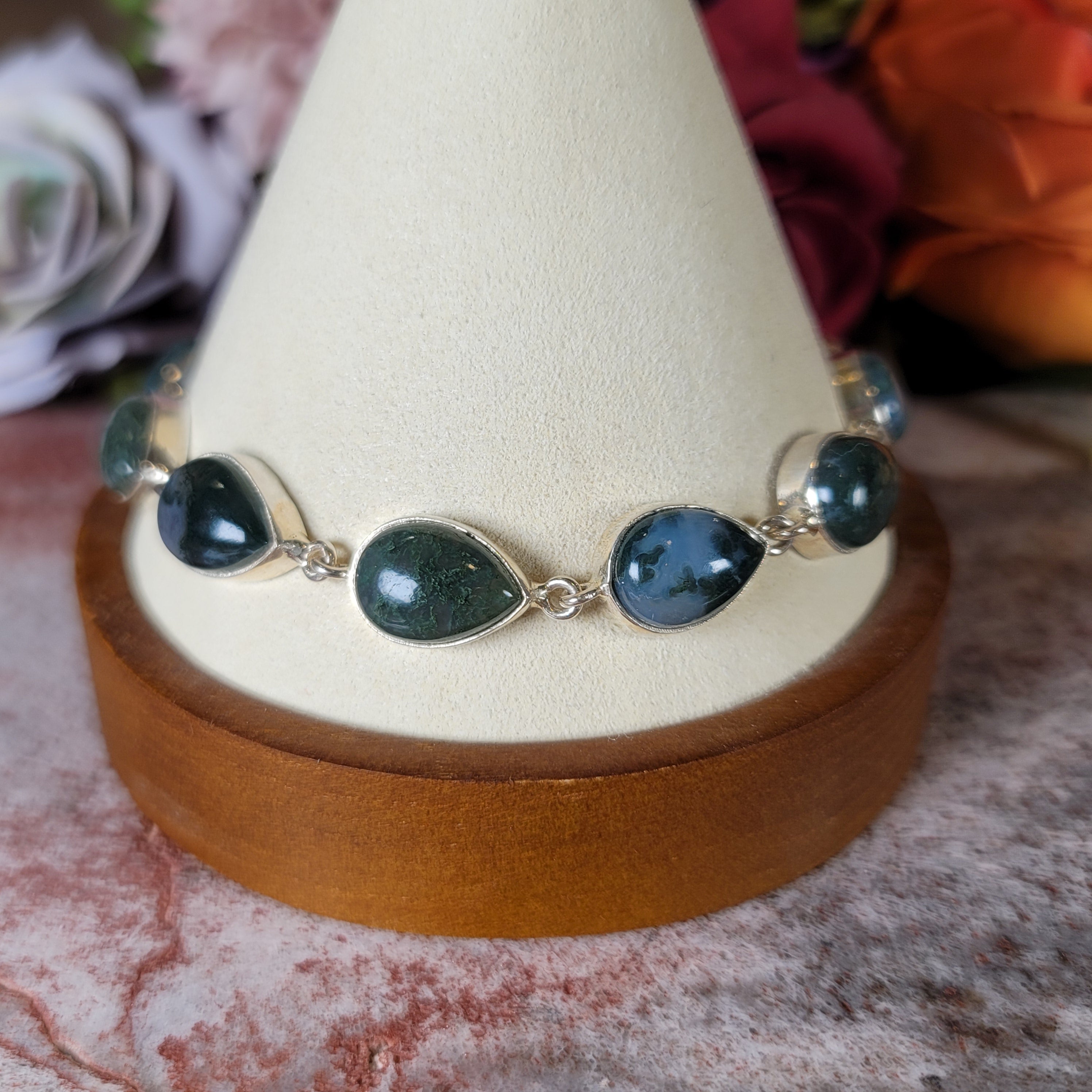 Moss Agate Bracelet .925 Silver (AAA Grade) for Creating your Dreams