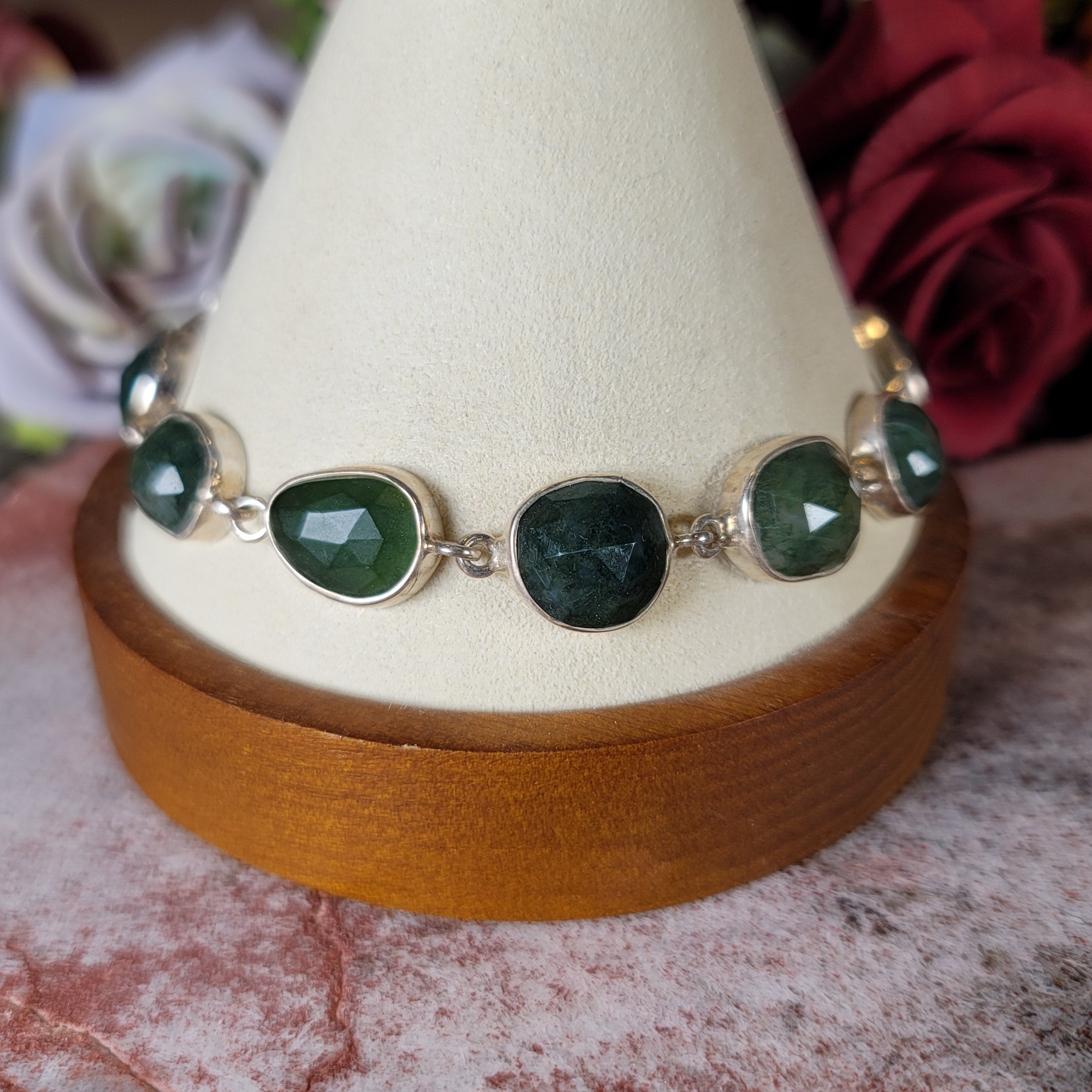 Moss Agate Bracelet .925 Silver (AAA Grade) for Creating your Dreams