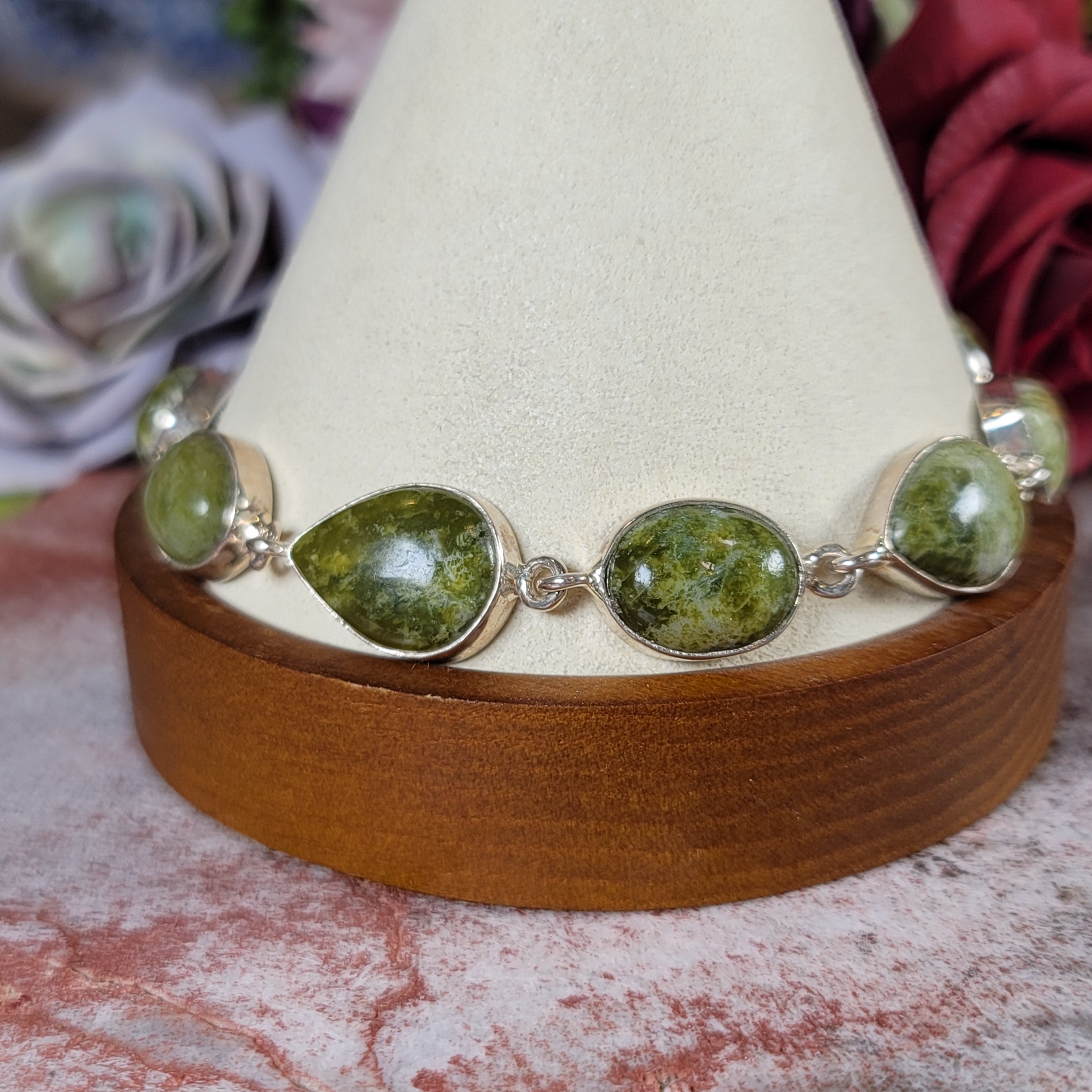 Vesuvianite Bracelet .925 Silver for Courage, Growth and Change