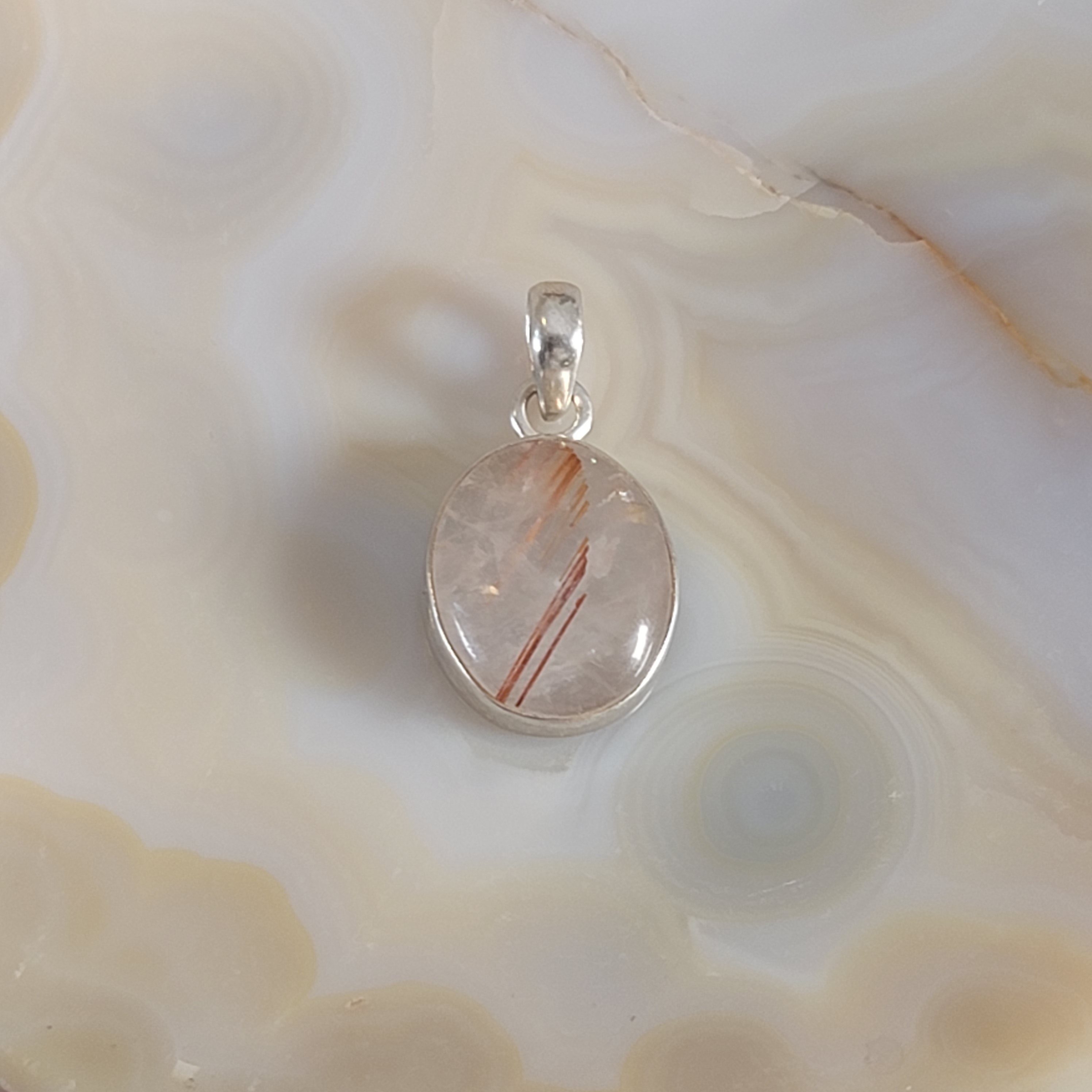 Copper Rutile in Quartz Pendant .925 Silver for Amplifying Energy and Accelerating your Manifestations