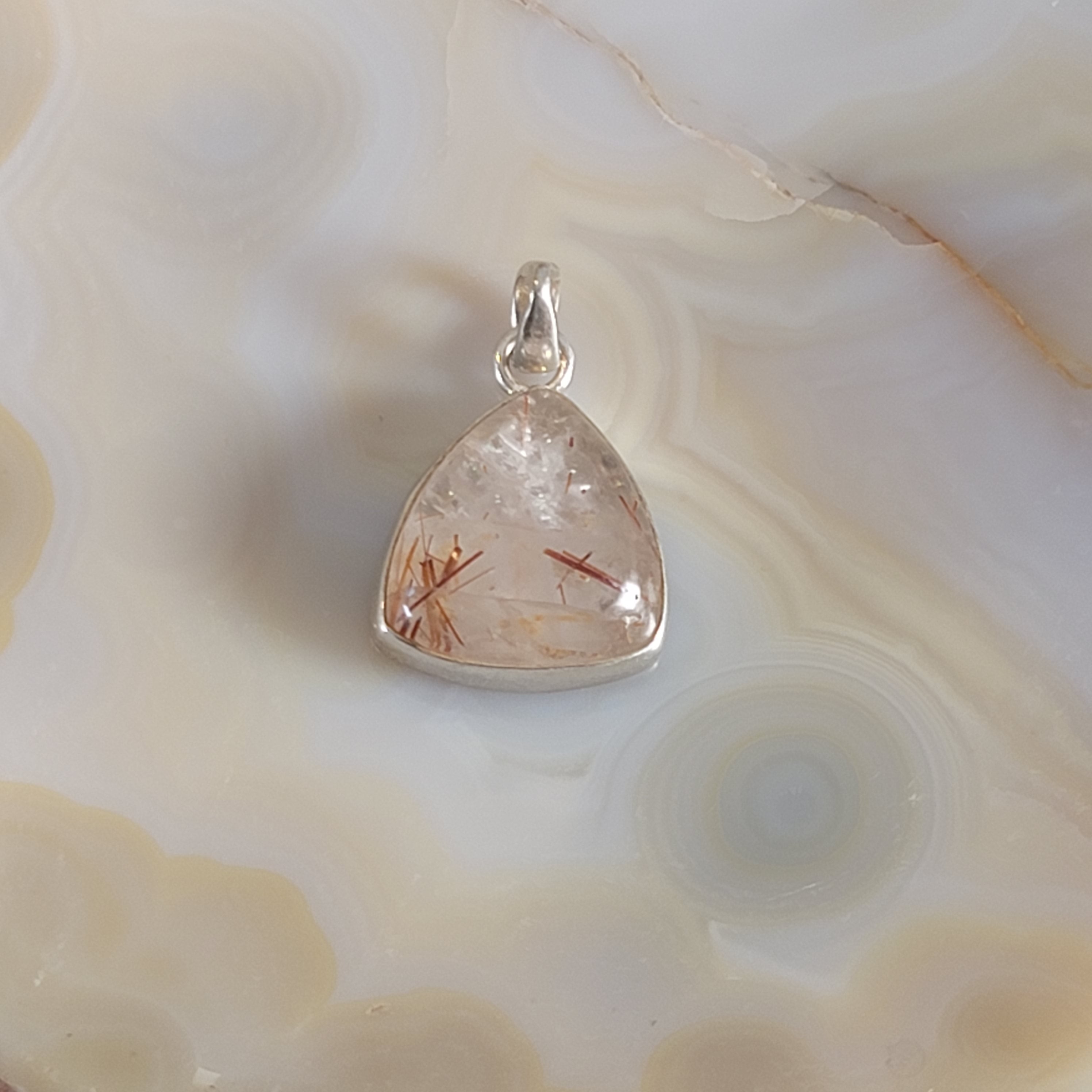 Copper Rutile in Quartz Pendant .925 Silver for Amplifying Energy and Accelerating your Manifestations