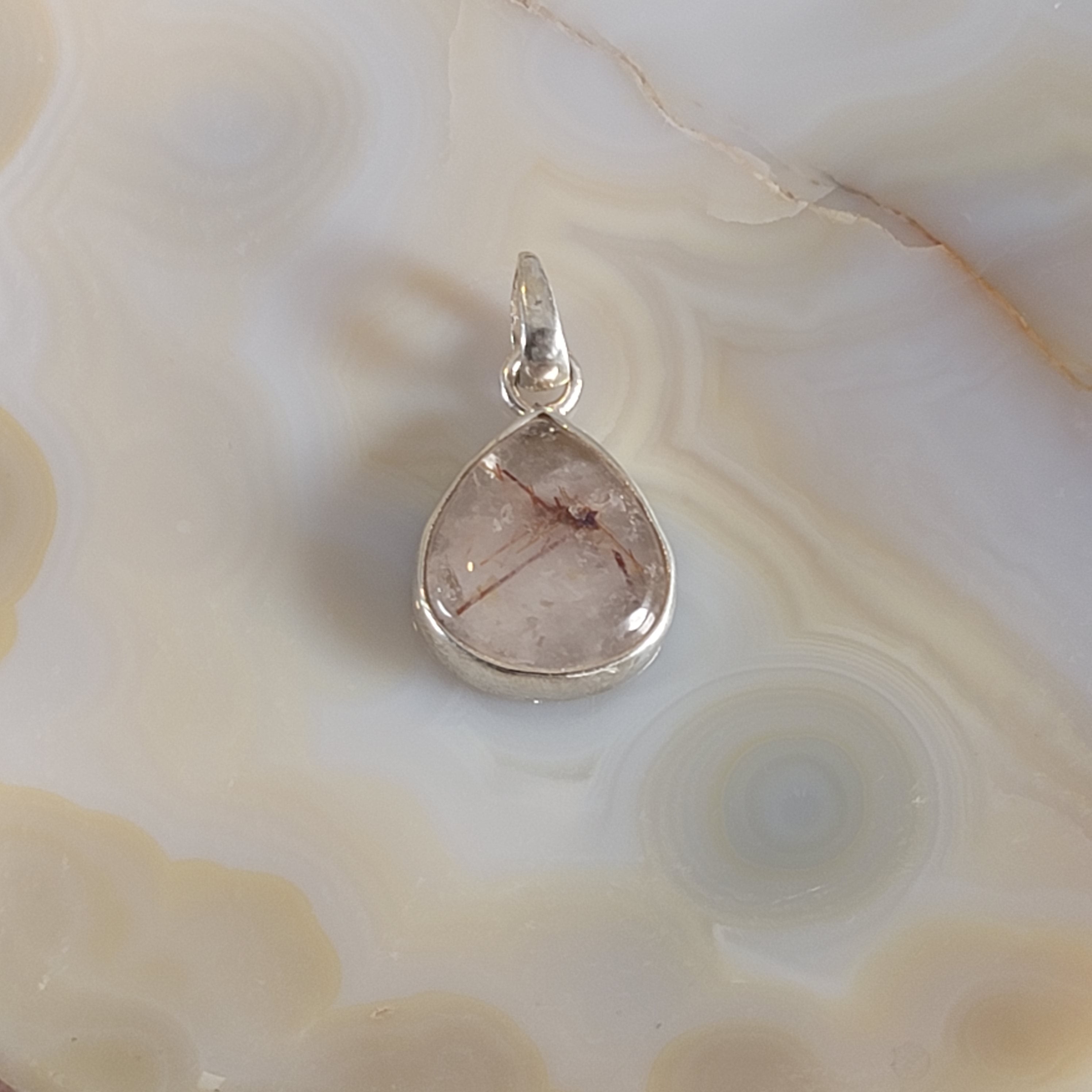 Copper Rutile in Quartz Pendant .925 Silver for Amplifying Energy and Accelerating your Manifestations