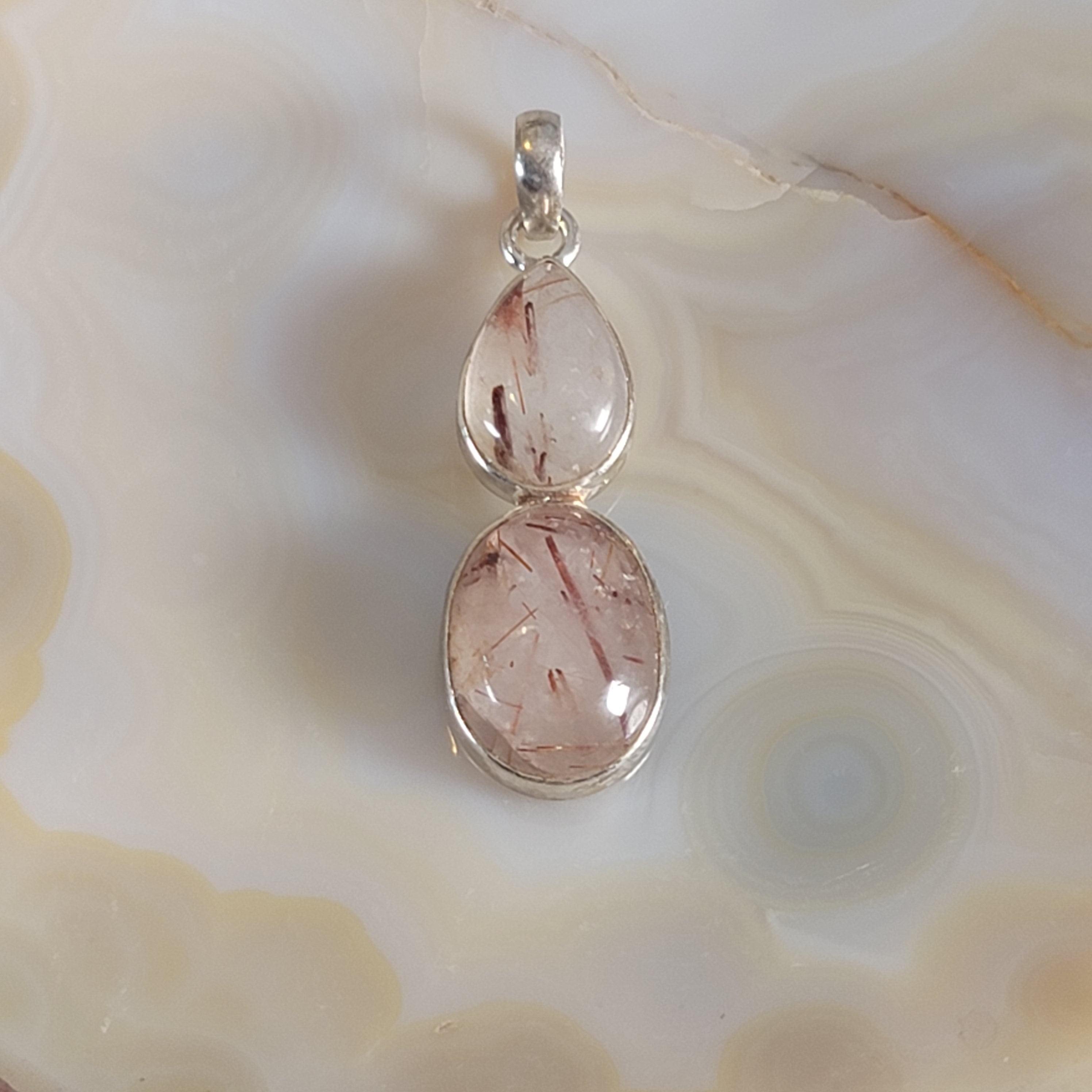 Copper Rutile in Quartz Pendant .925 Silver for Amplifying Energy and Accelerating your Manifestations