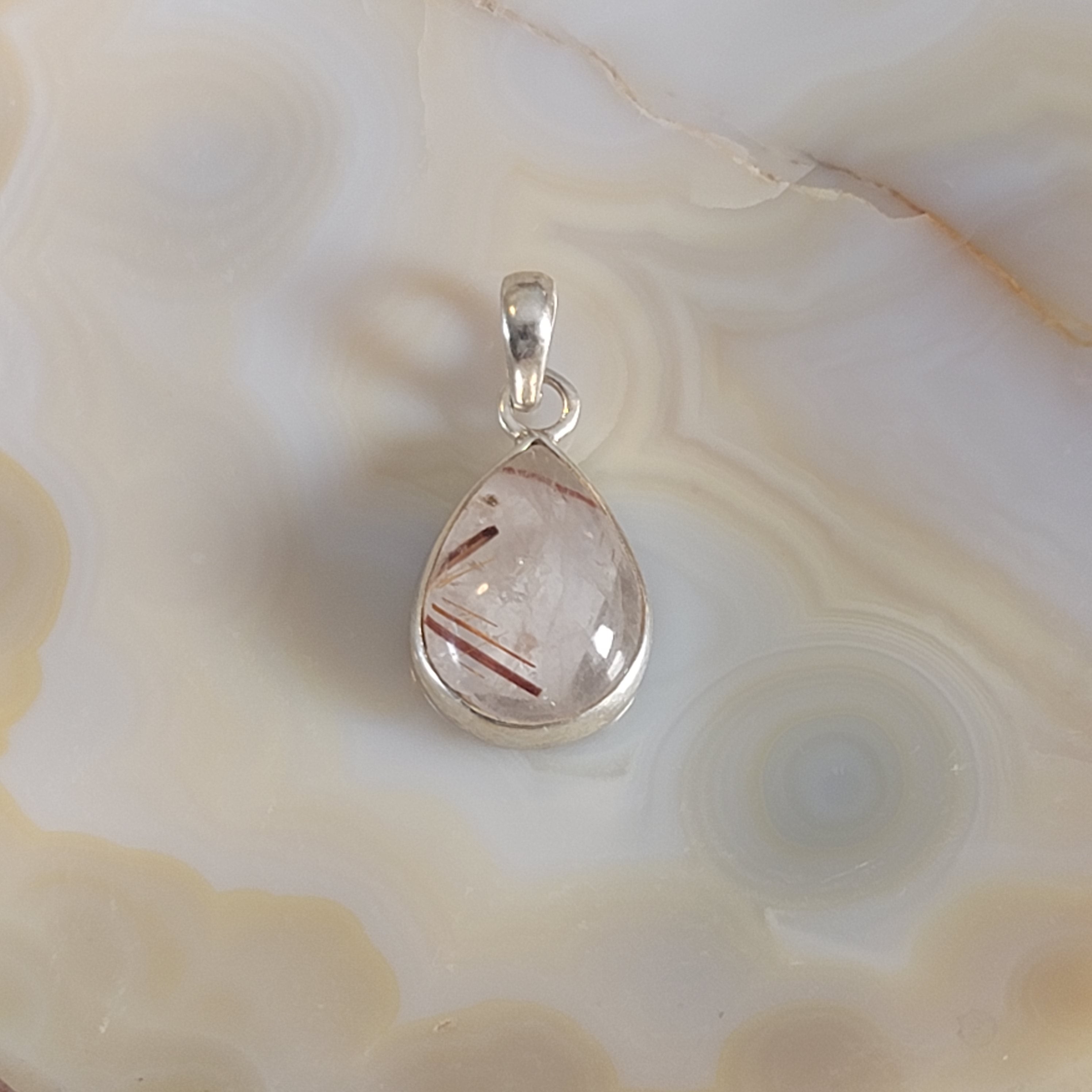 Copper Rutile in Quartz Pendant .925 Silver for Amplifying Energy and Accelerating your Manifestations