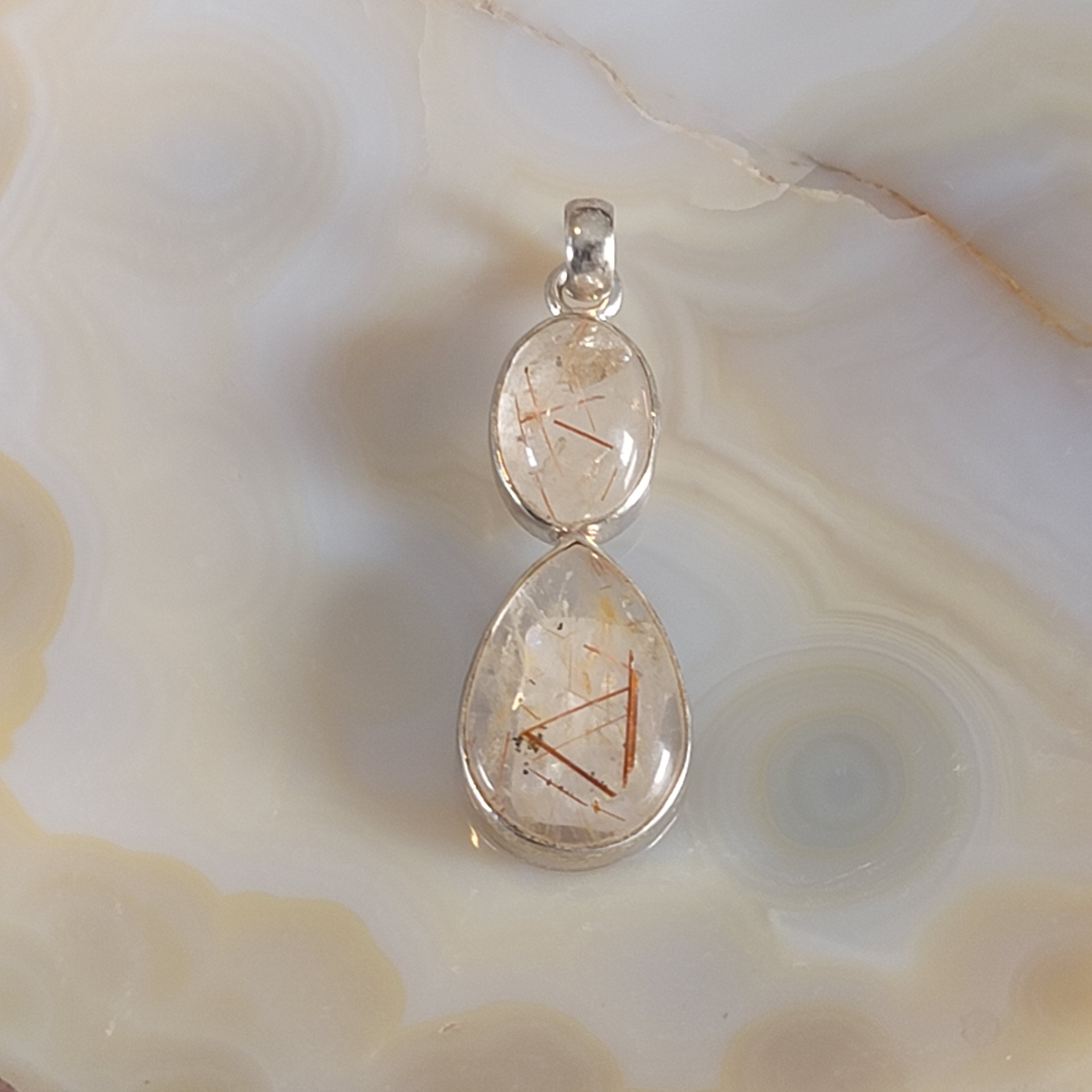 Copper Rutile in Quartz Pendant .925 Silver for Amplifying Energy and Accelerating your Manifestations