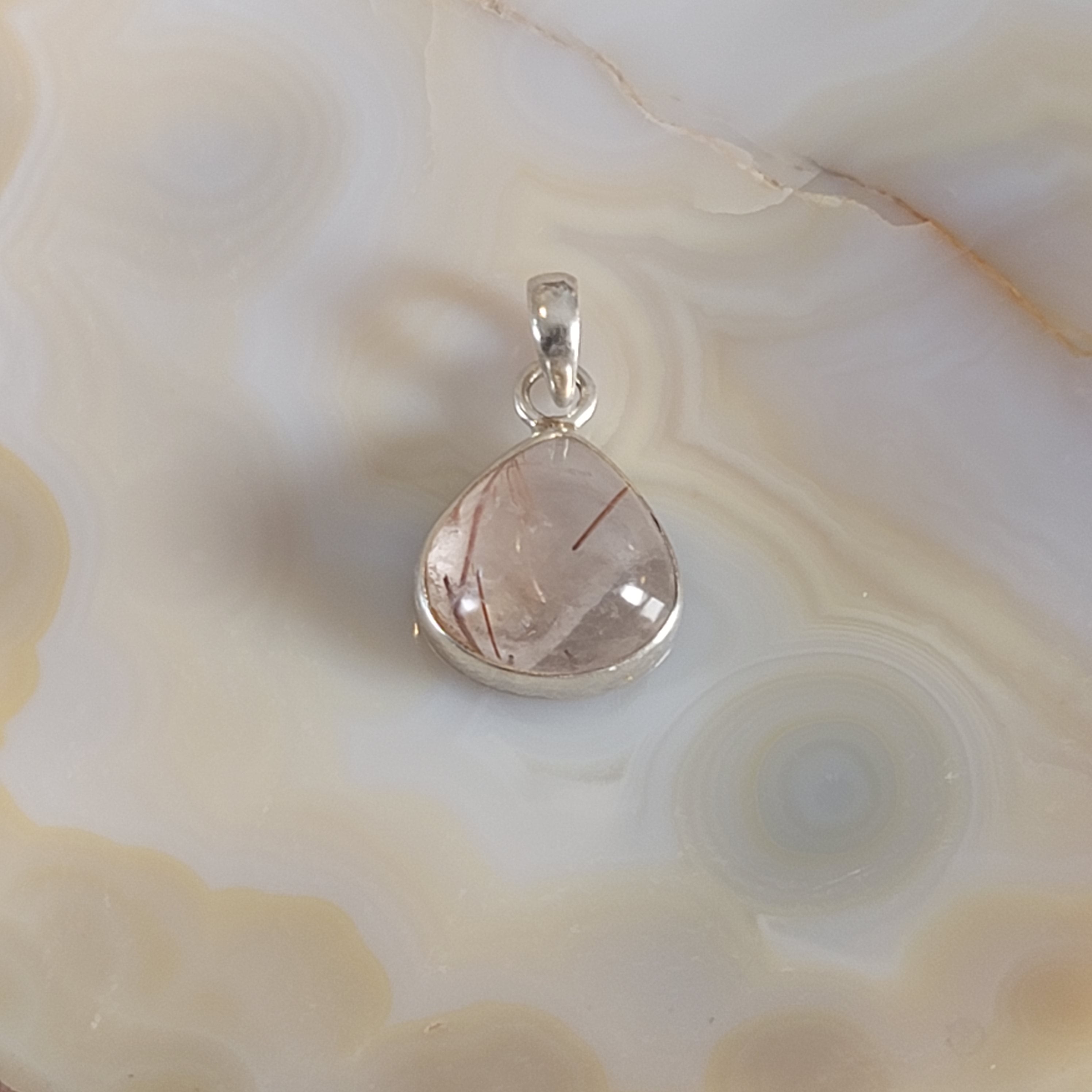 Copper Rutile in Quartz Pendant .925 Silver for Amplifying Energy and Accelerating your Manifestations