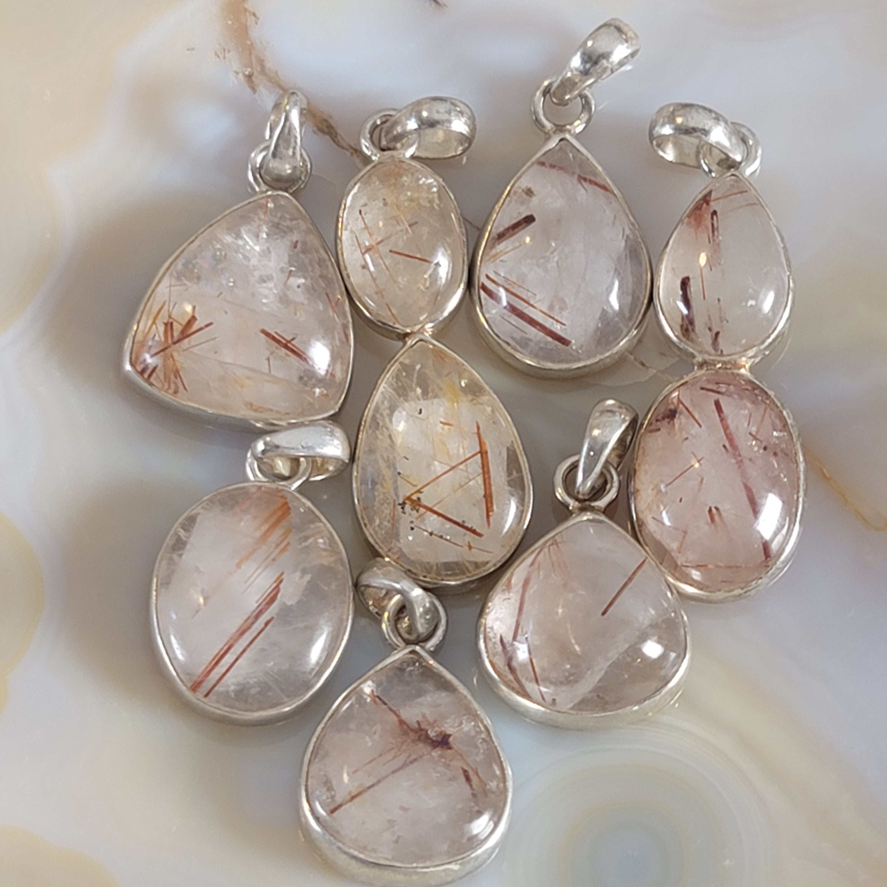 Copper Rutile in Quartz Pendant .925 Silver for Amplifying Energy and Accelerating your Manifestations