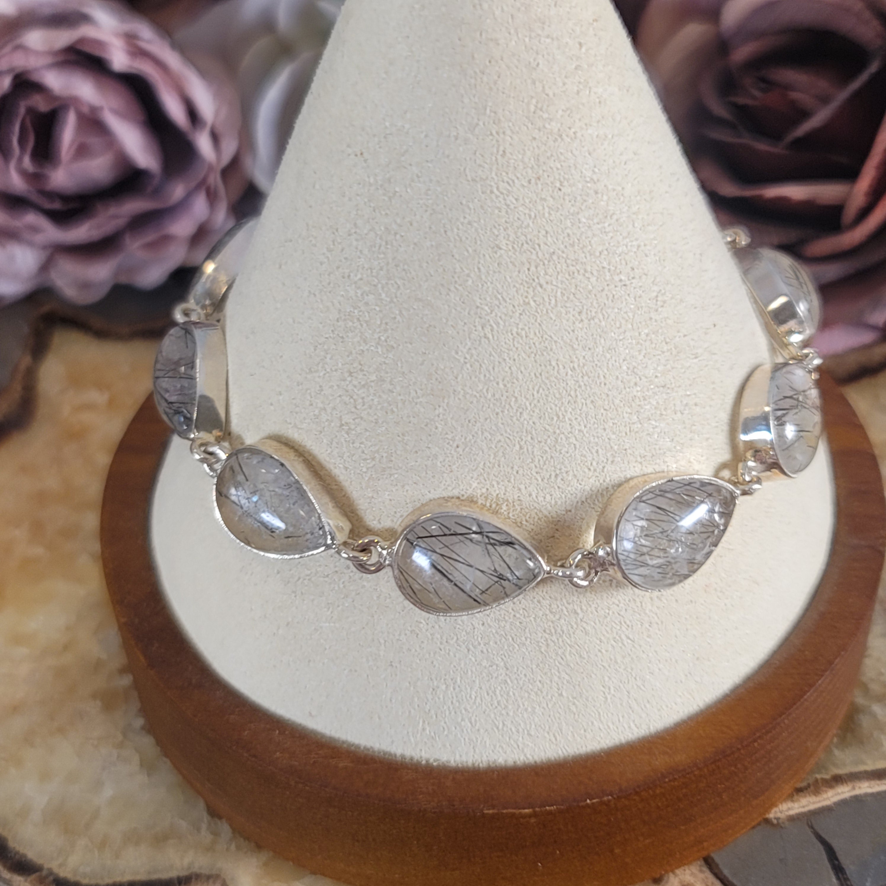 Rutilated Quartz Bracelet .925 Silver for Amplification and Protection