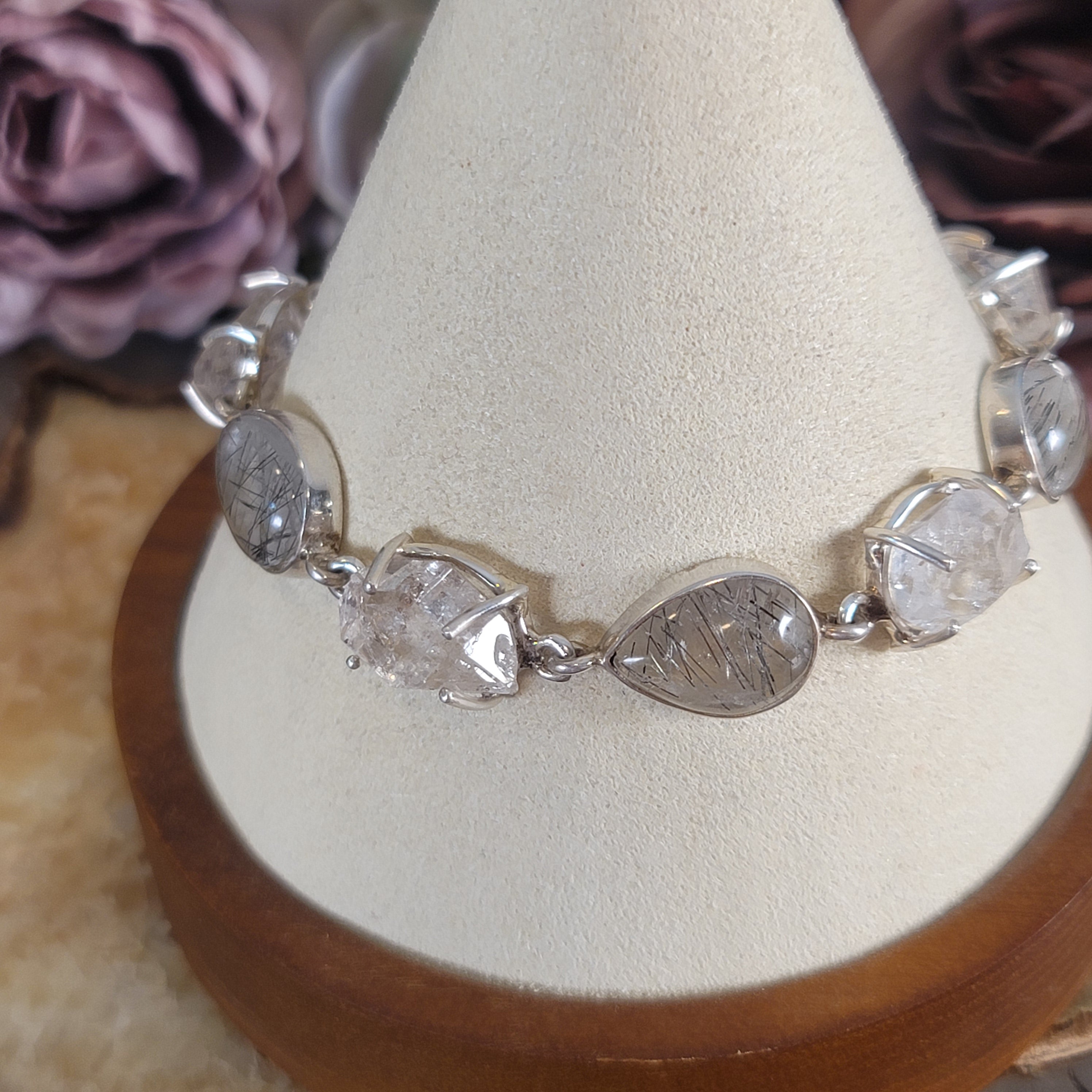 Rutilated Quartz Bracelet .925 Silver for Amplification and Protection