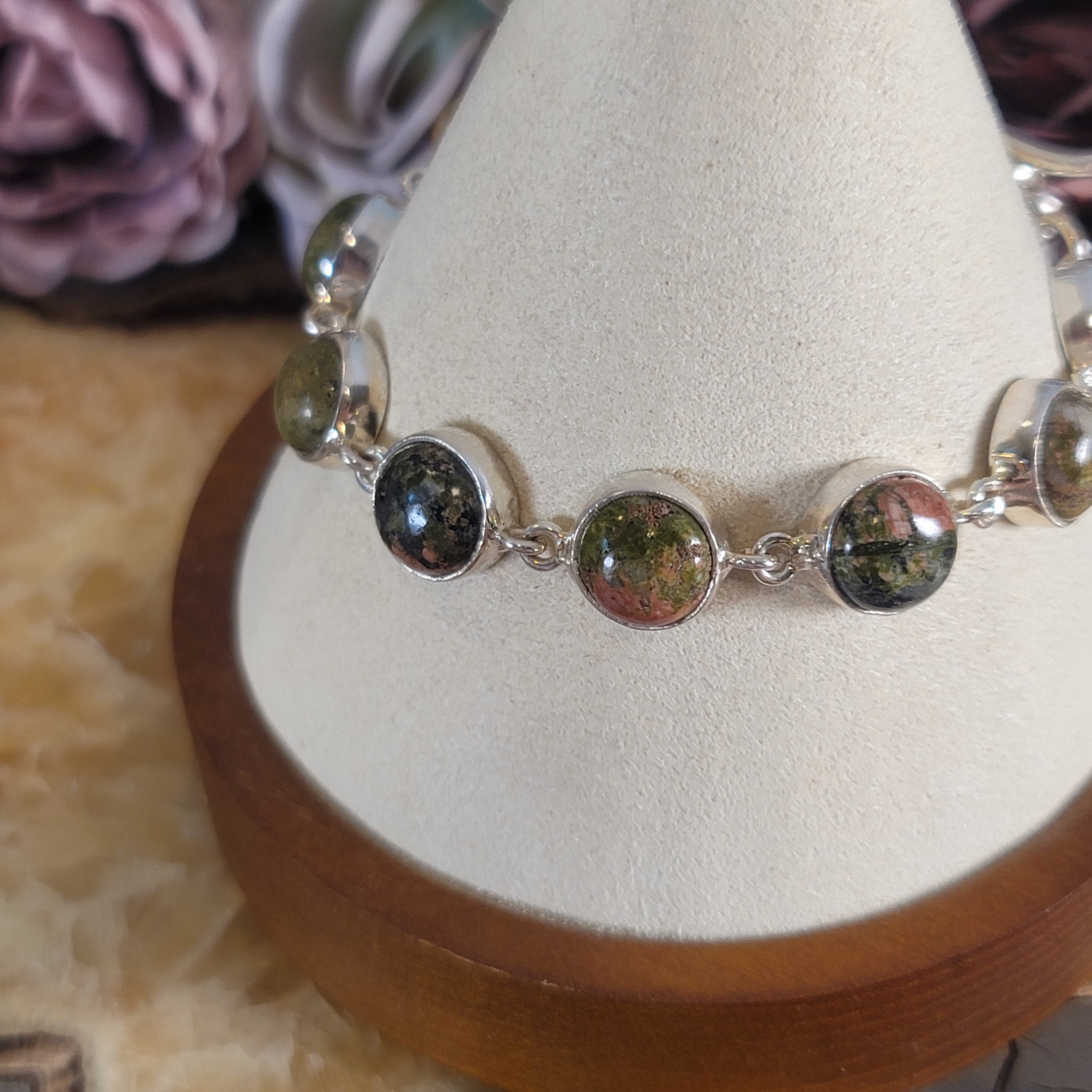 Unakite Bracelet .925 Silver for Balance, Patience and Releasing Bad Habits