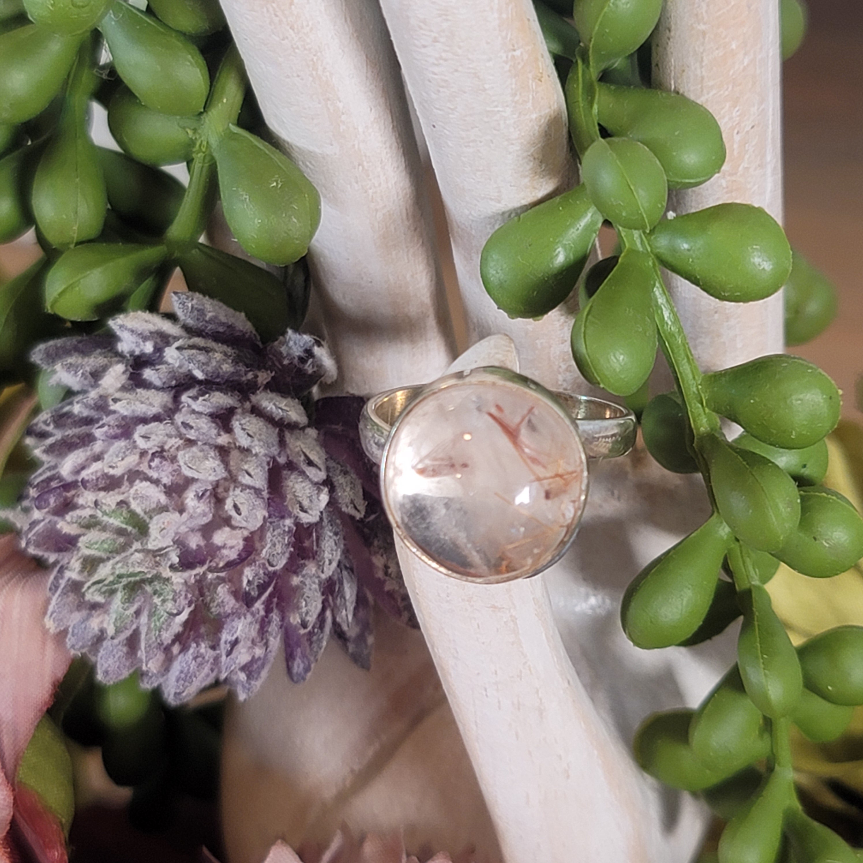 Copper Rutile in Quartz Adjustable Ring .925 Silver for Amplifying Energy and Accelerating your Manifestations