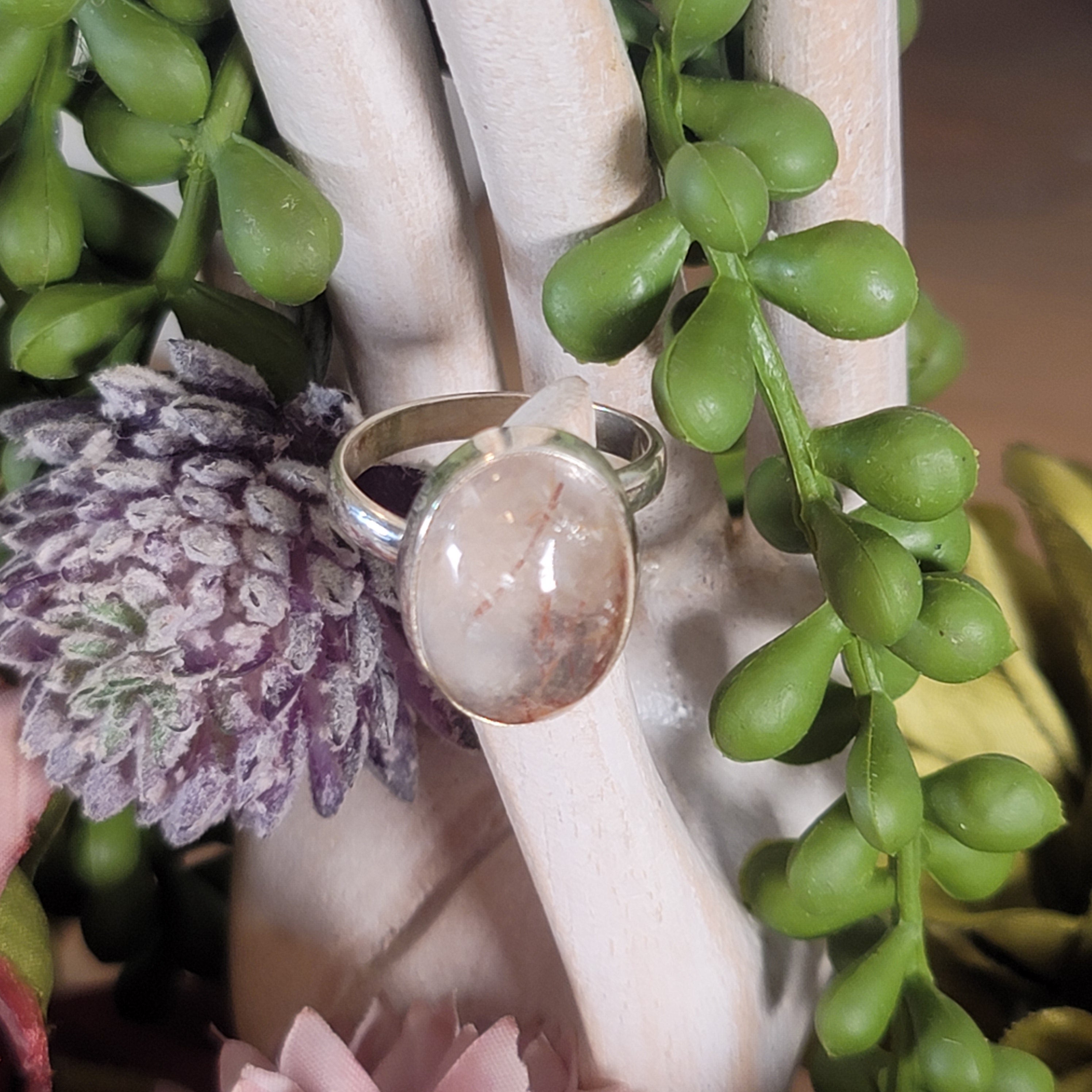 Copper Rutile in Quartz Adjustable Ring .925 Silver for Amplifying Energy and Accelerating your Manifestations