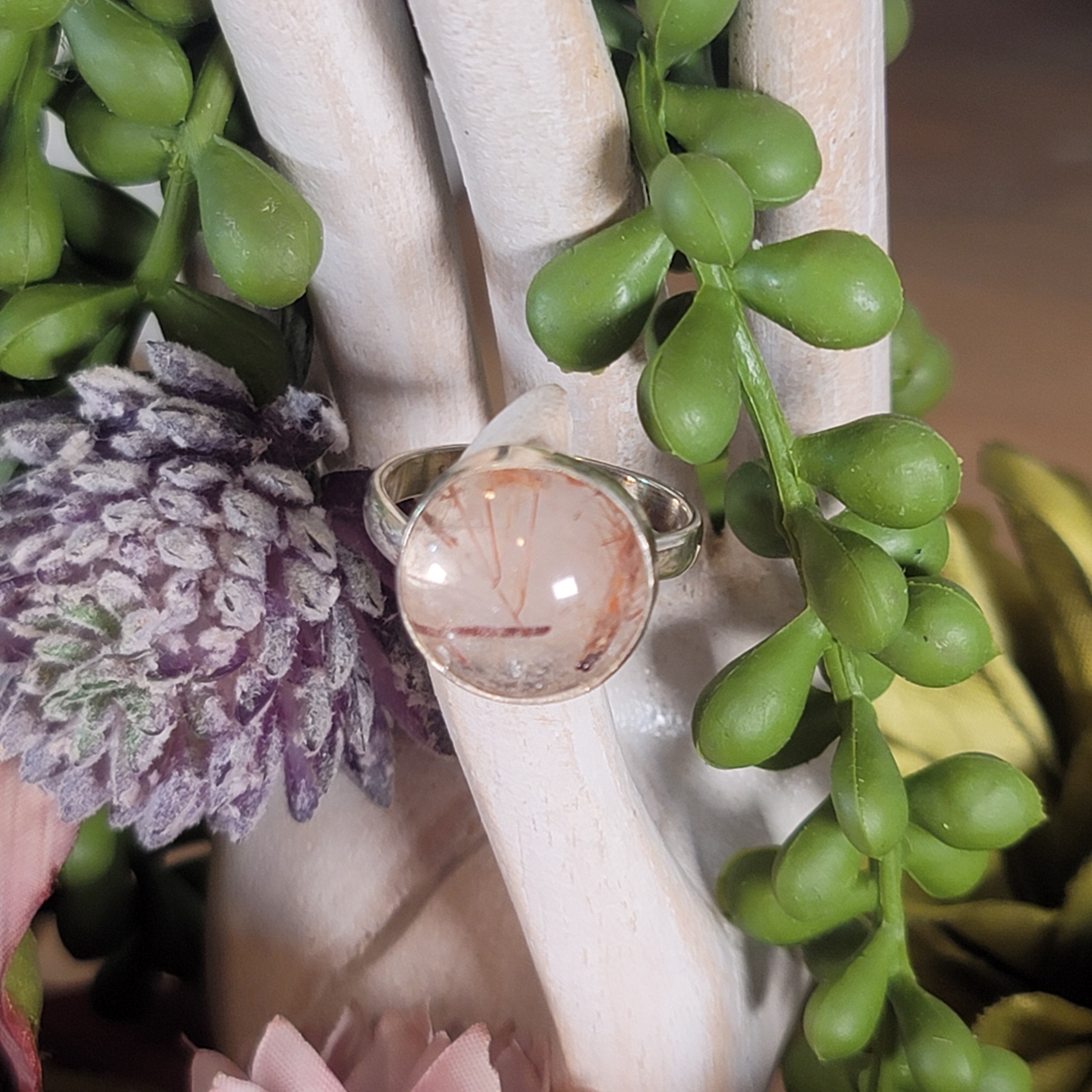 Copper Rutile in Quartz Adjustable Ring .925 Silver for Amplifying Energy and Accelerating your Manifestations