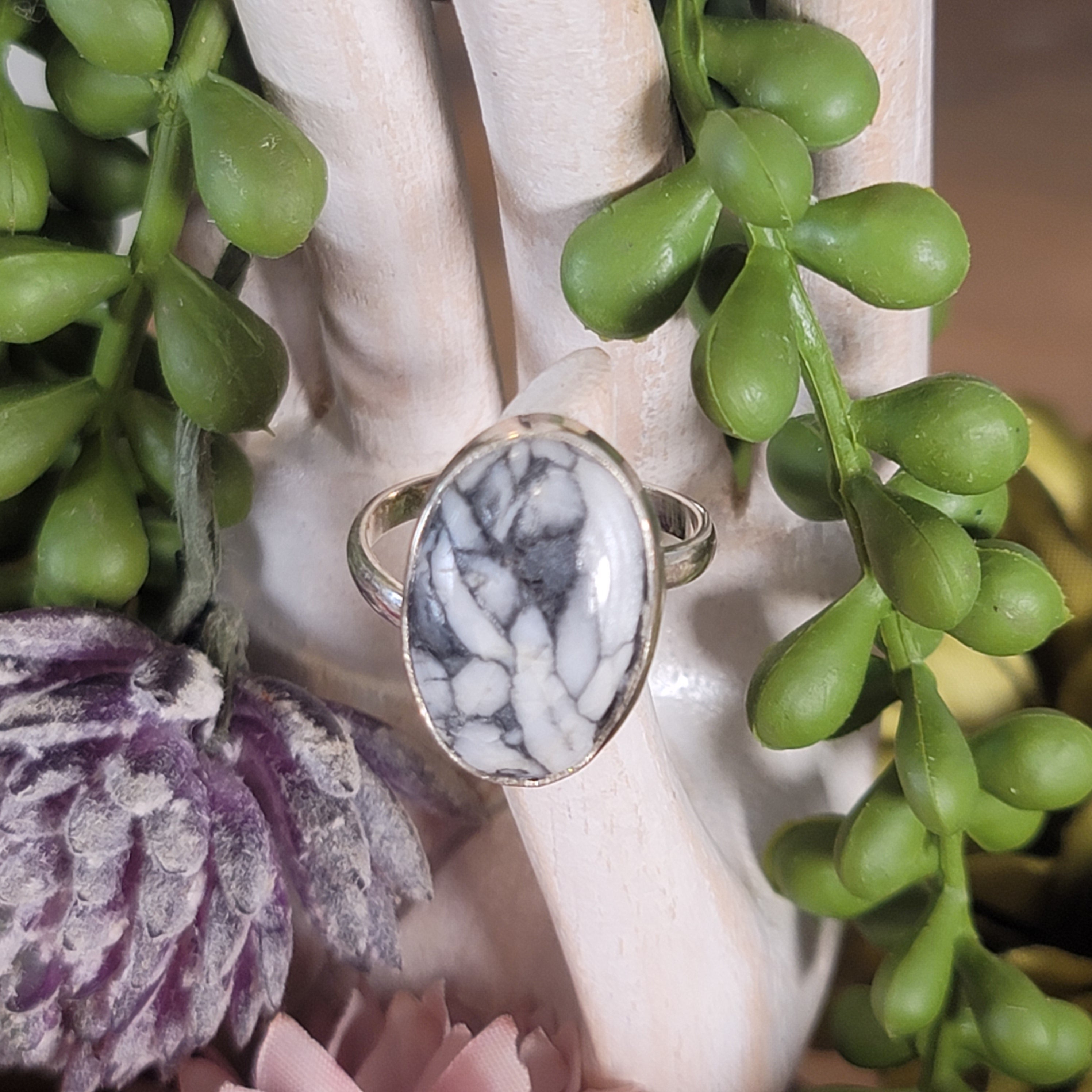 Pinolite Adjustable Ring .925 Silver