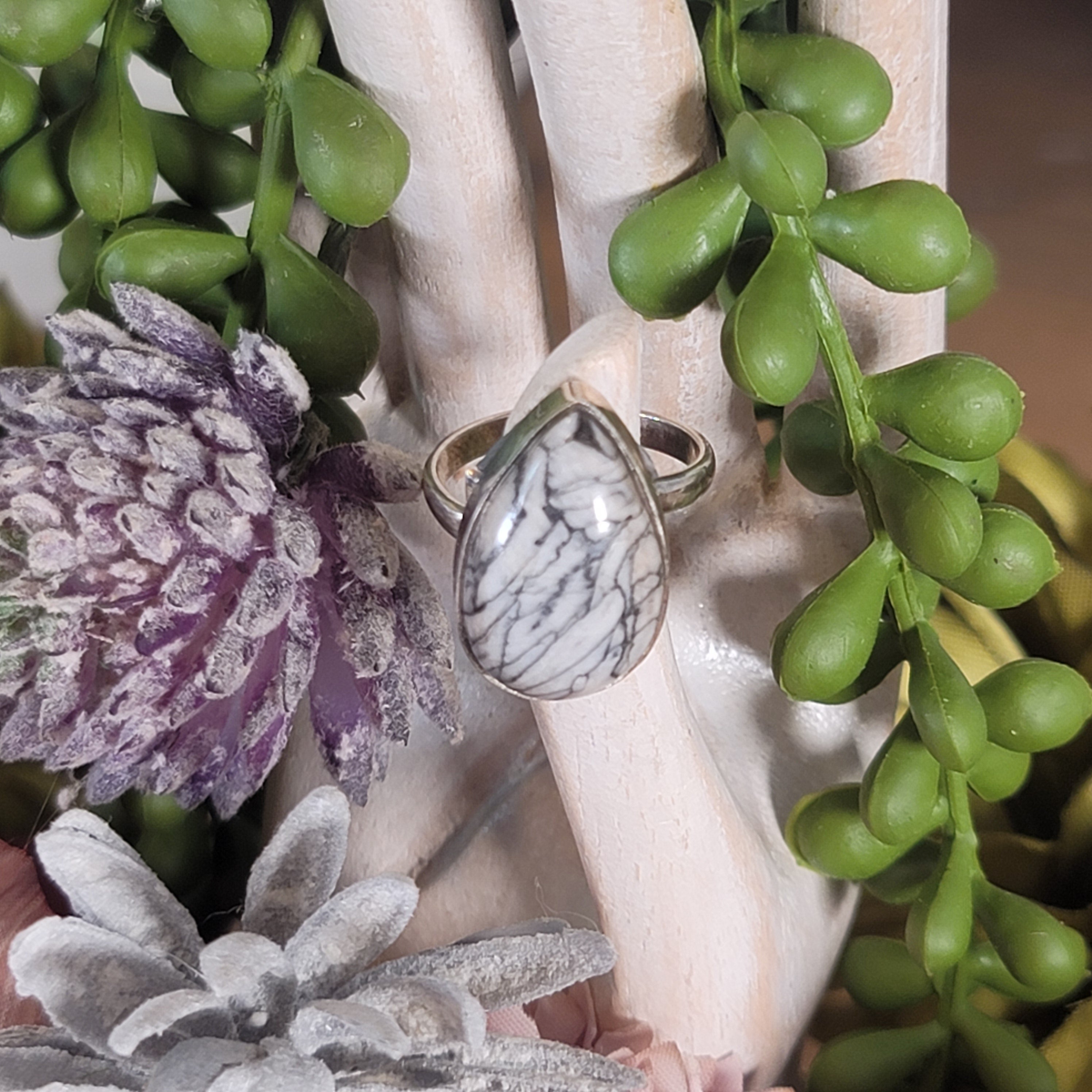 Pinolite Adjustable Ring .925 Silver