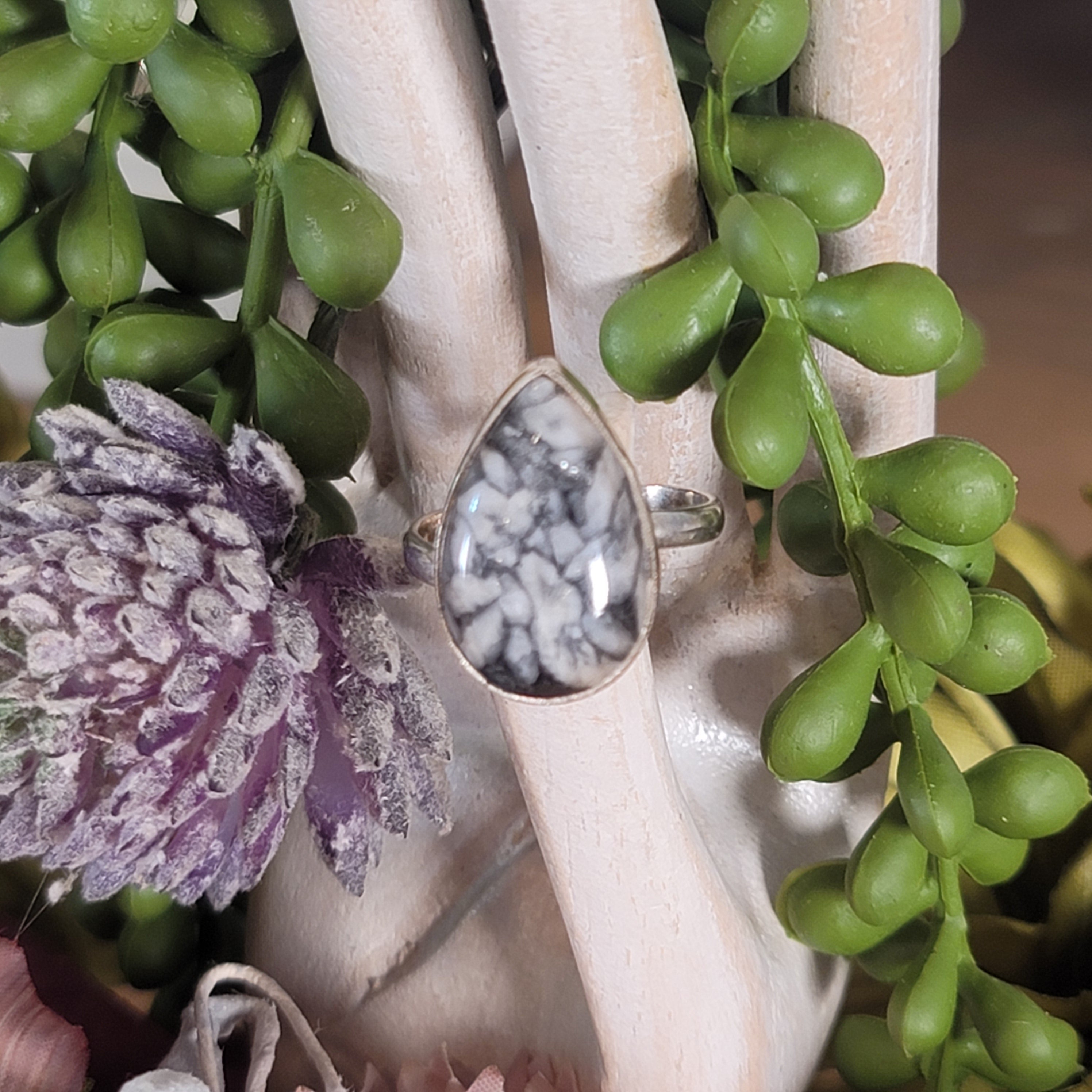 Pinolite Adjustable Ring .925 Silver