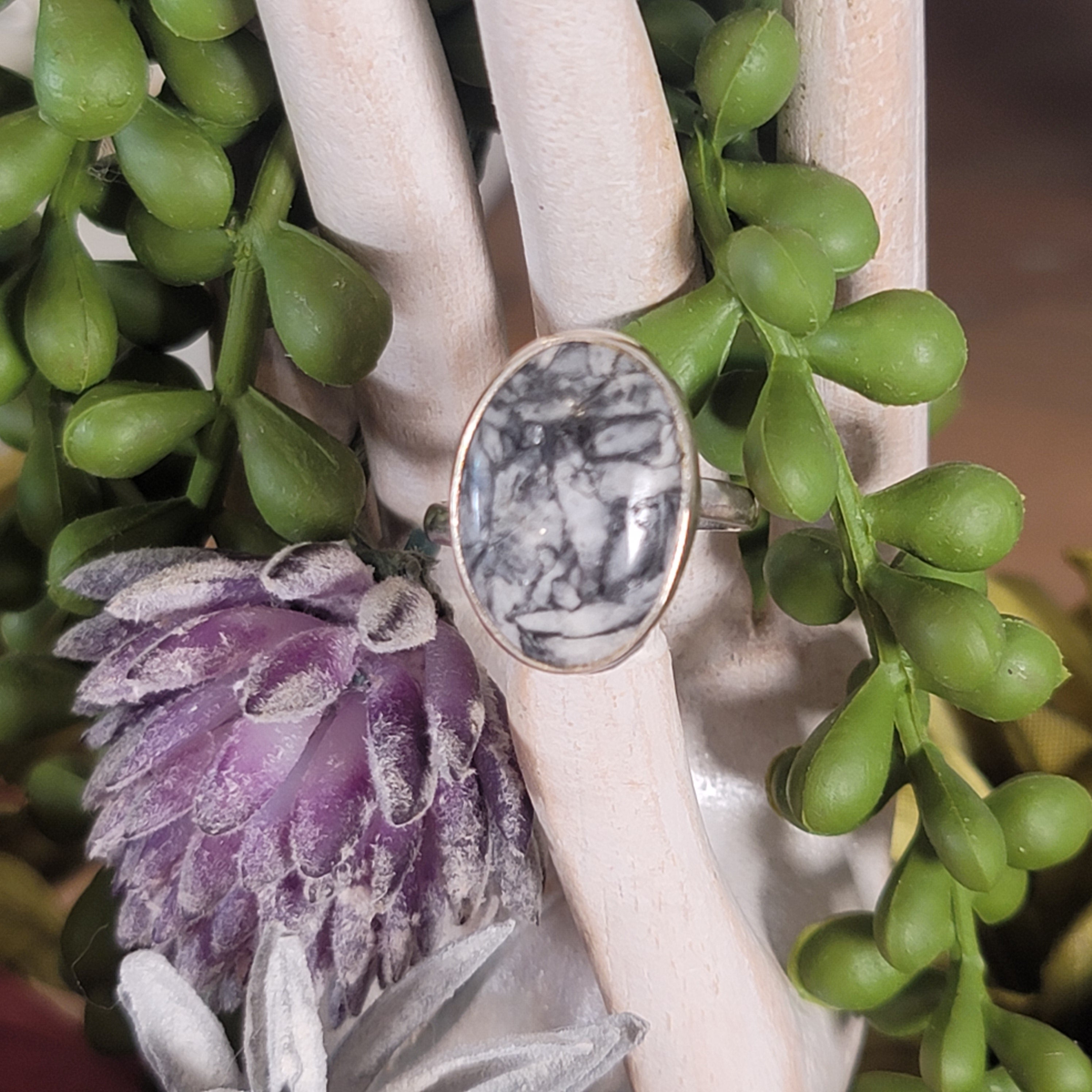 Pinolite Adjustable Ring .925 Silver