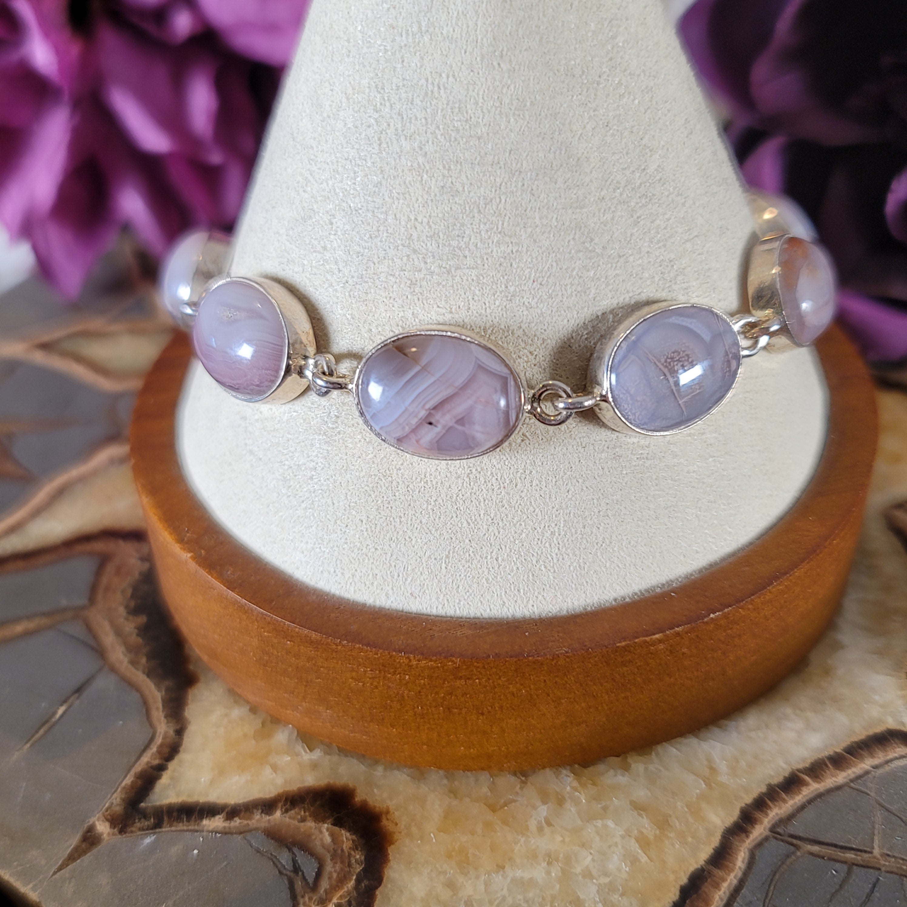 Laguna Agate .925 Silver Bracelet for Connection with the Earth and Enhancing your Life Force Energy