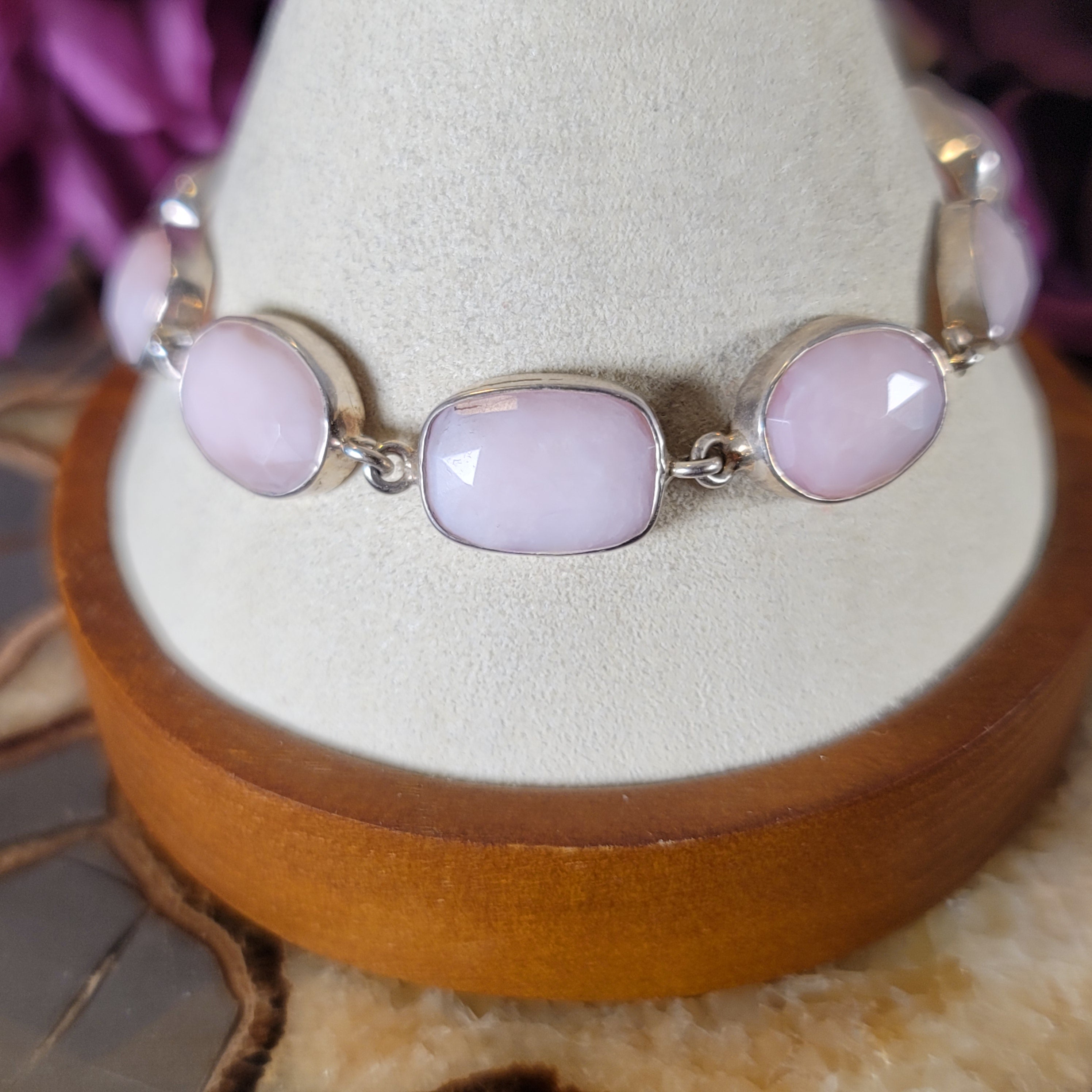 Pink Opal Bracelet .925 Silver for Love, Romance and Peace