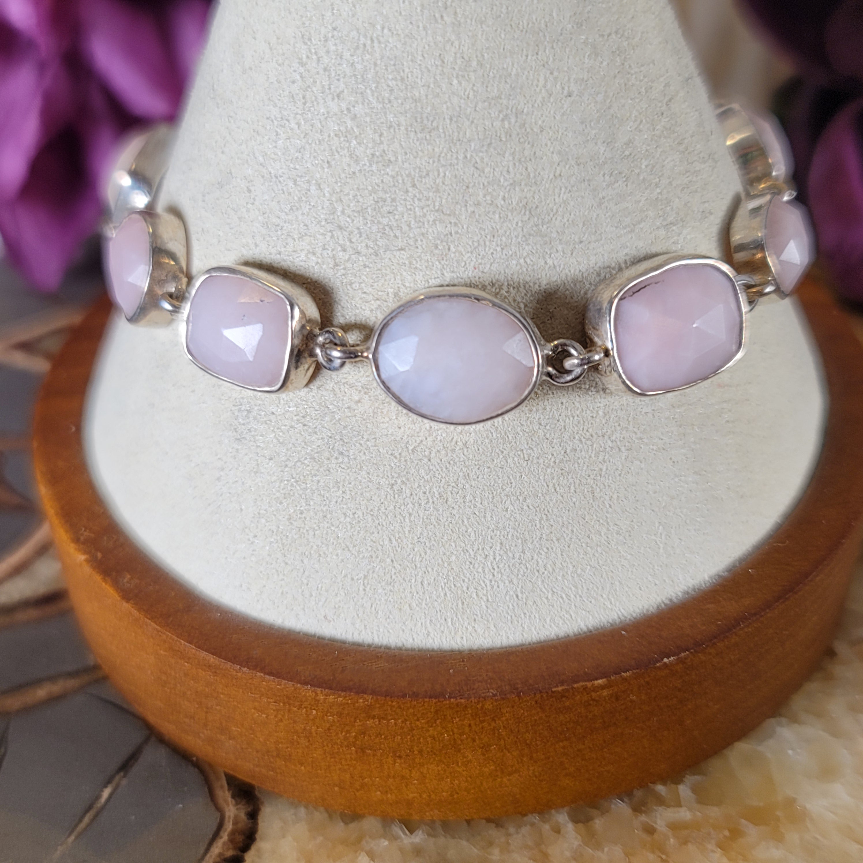 Pink Opal Bracelet .925 Silver for Love, Romance and Peace