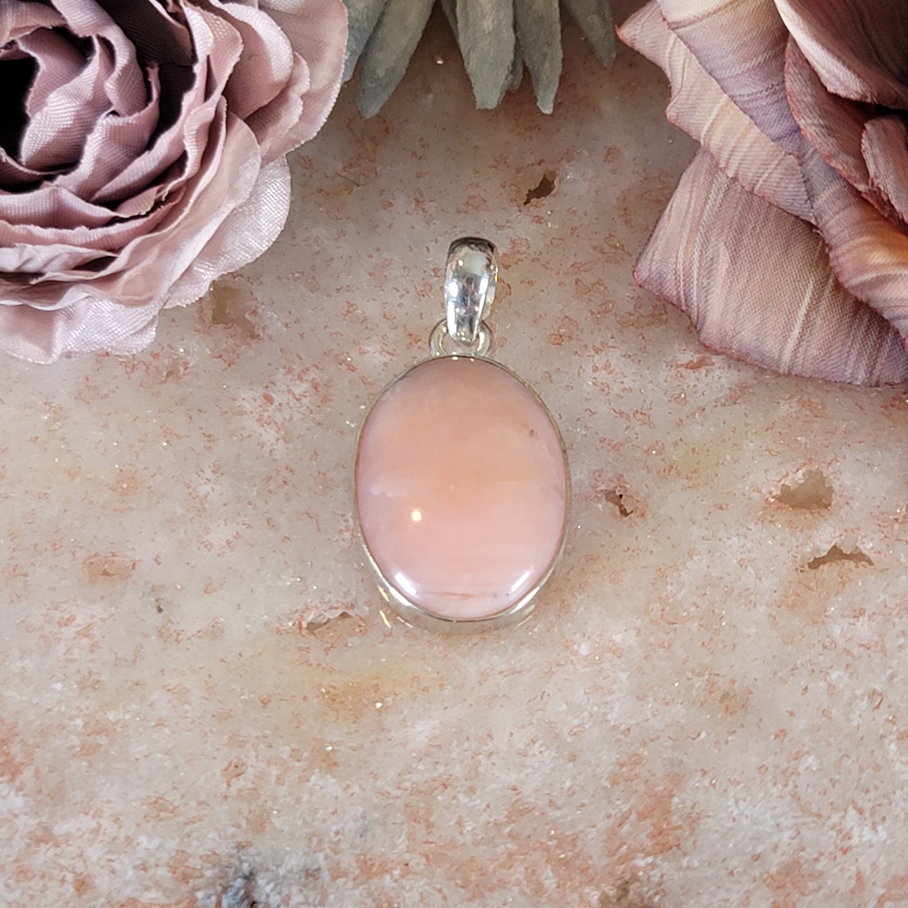 Pink Opal Pendant .925 Silver for Love, Peace and Romance