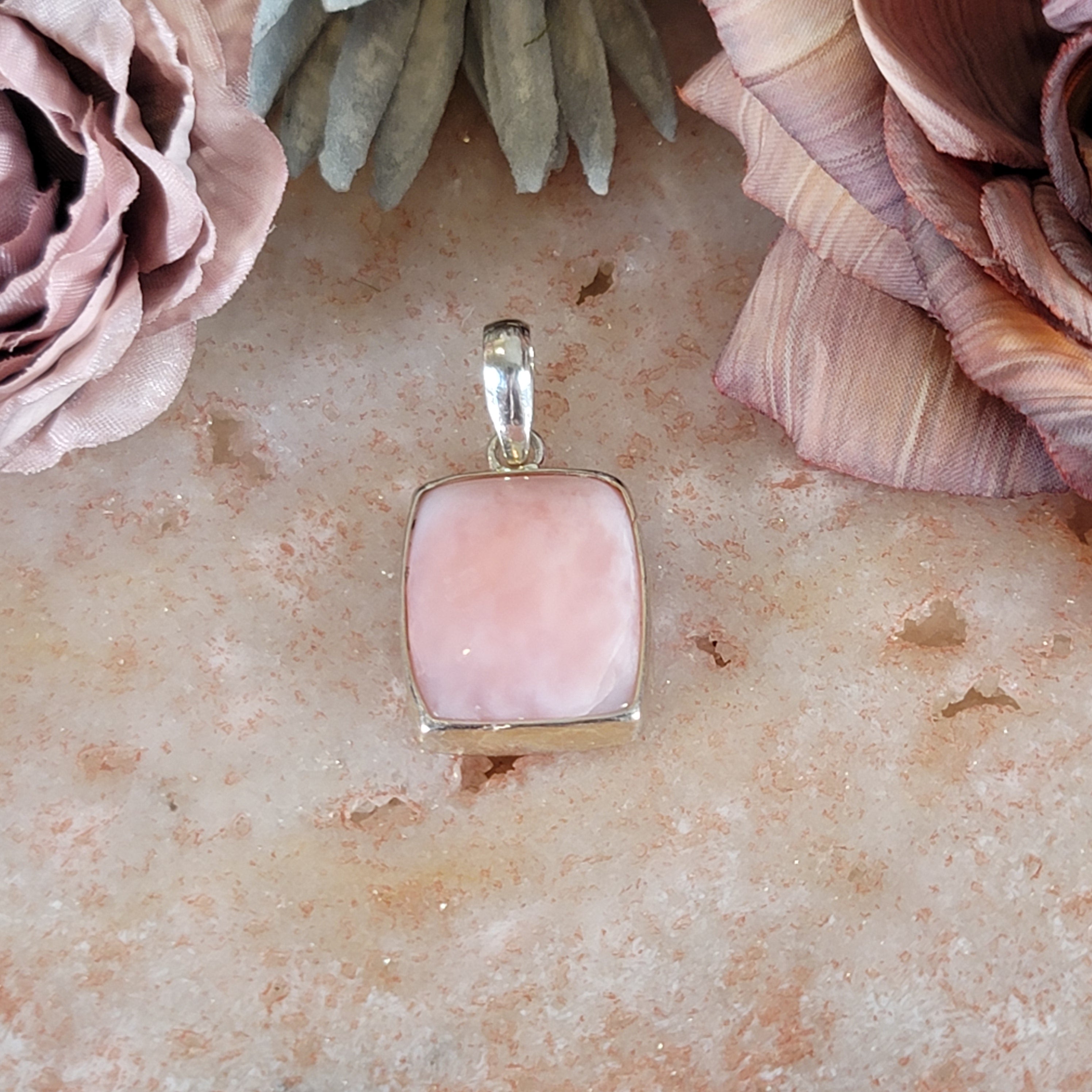 Pink Opal Pendant .925 Silver for Love, Peace and Romance