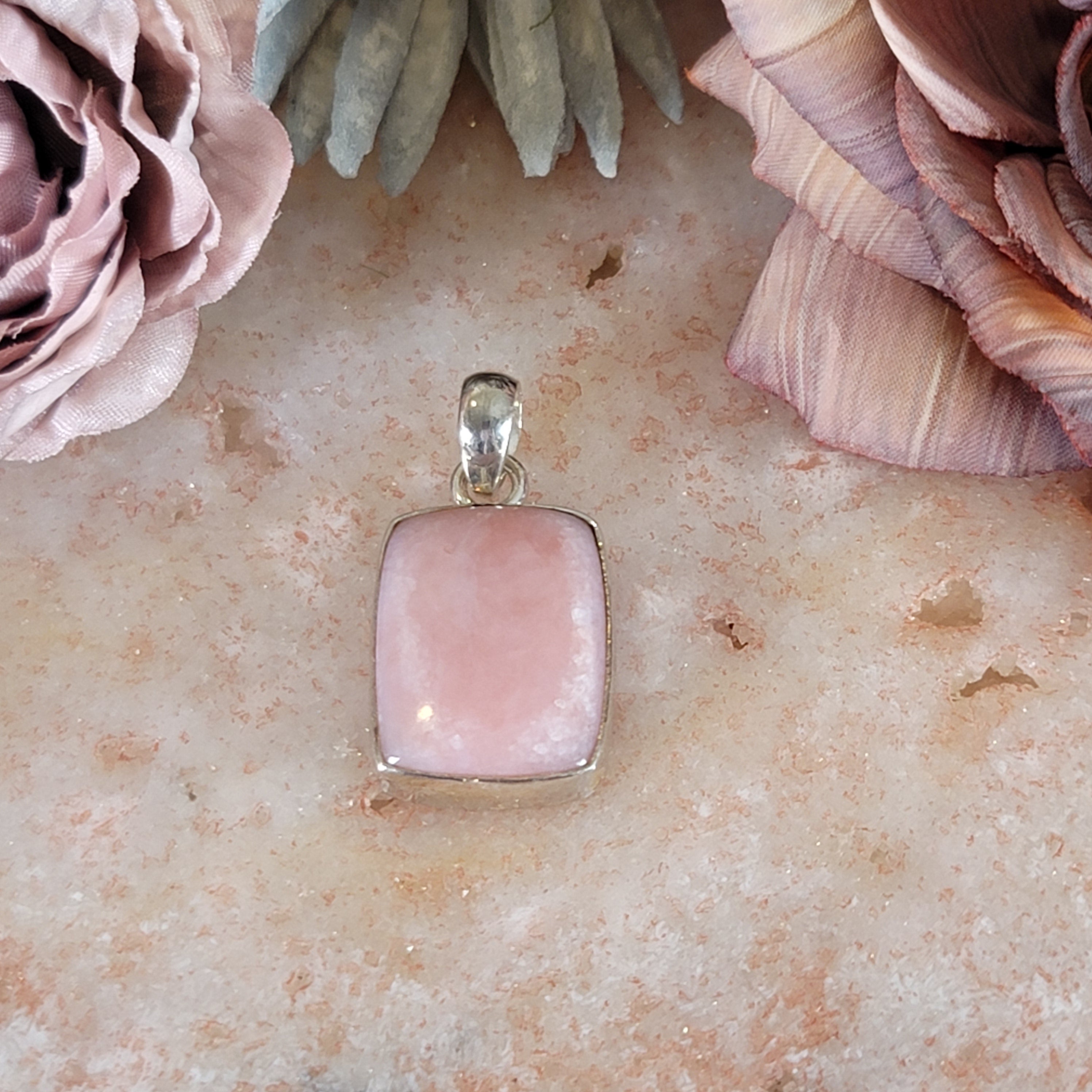 Pink Opal Pendant .925 Silver for Love, Peace and Romance