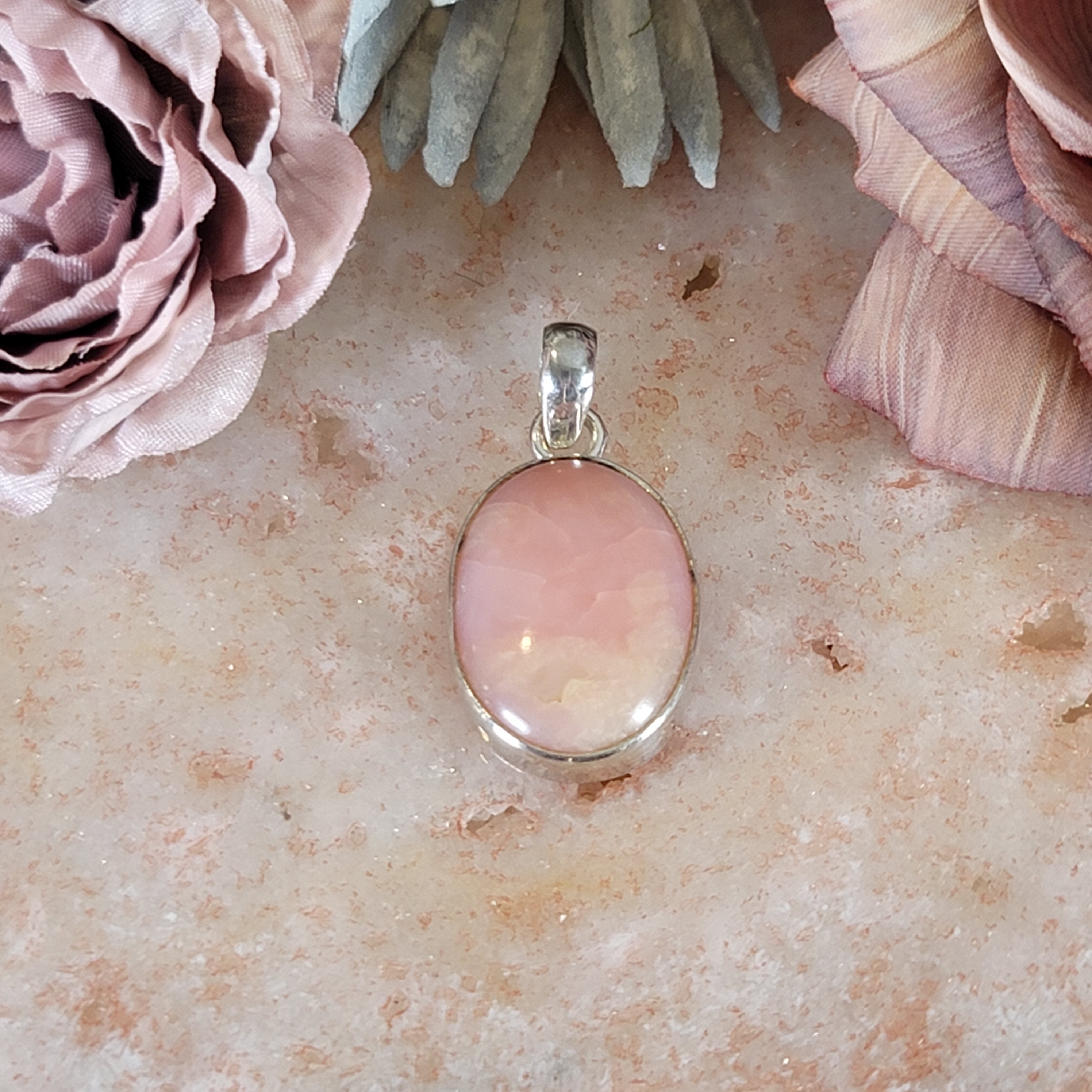 Pink Opal Pendant .925 Silver for Love, Peace and Romance