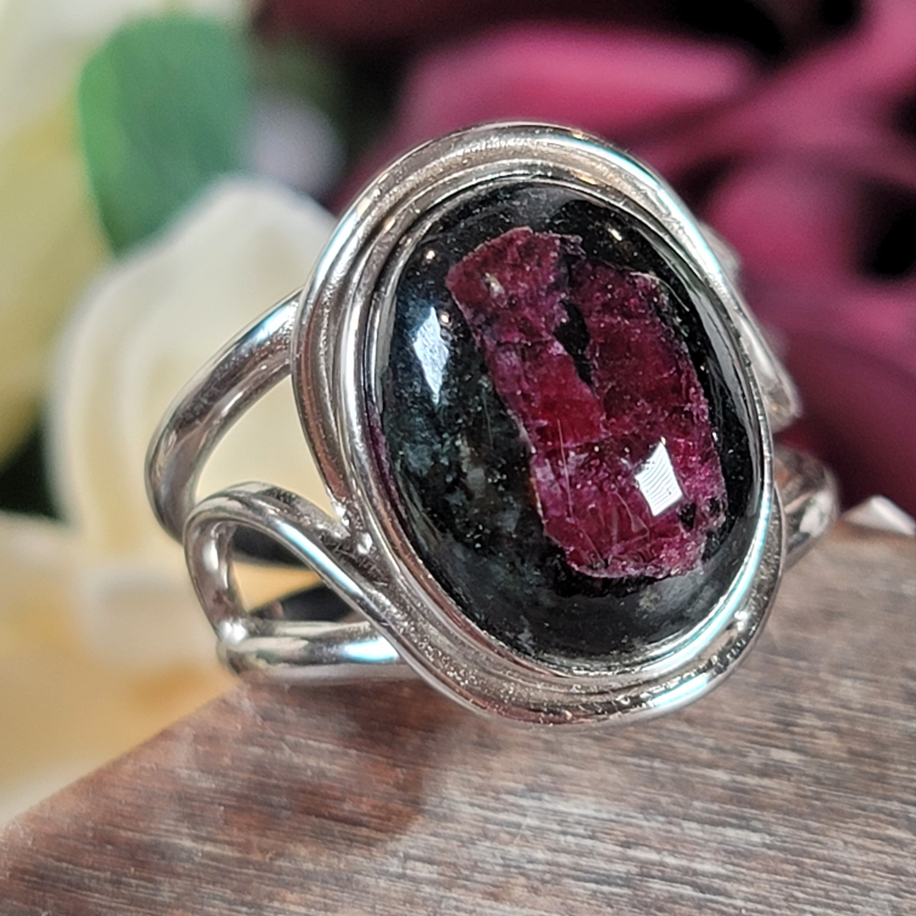 Eudialyte Cuff Ring .925 Silver for Manifesting the Desires of Your Heart