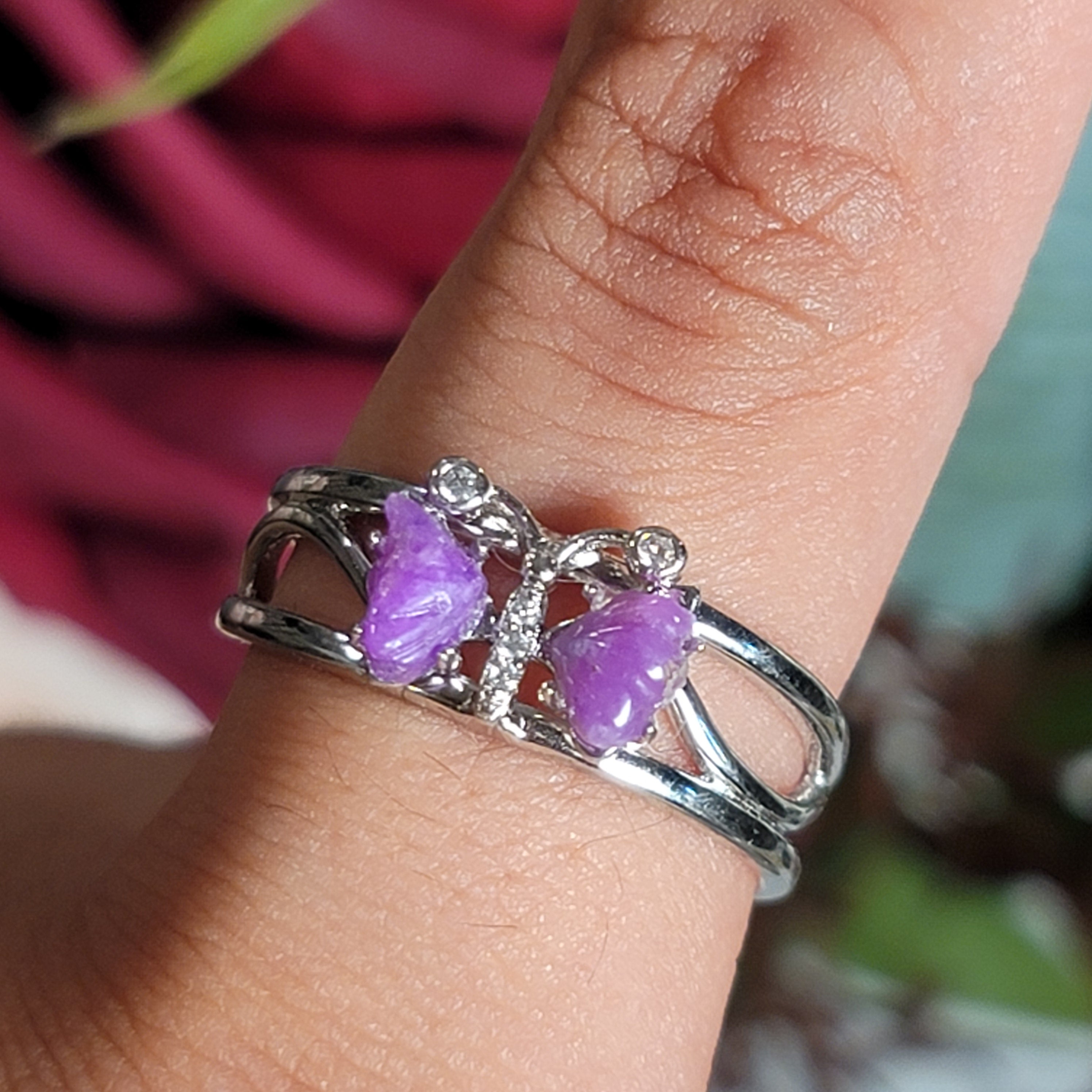 Sugilite Butterfly Cuff Ring .925 Silver for Enhancing Dreamwork and Discovery of Your Path