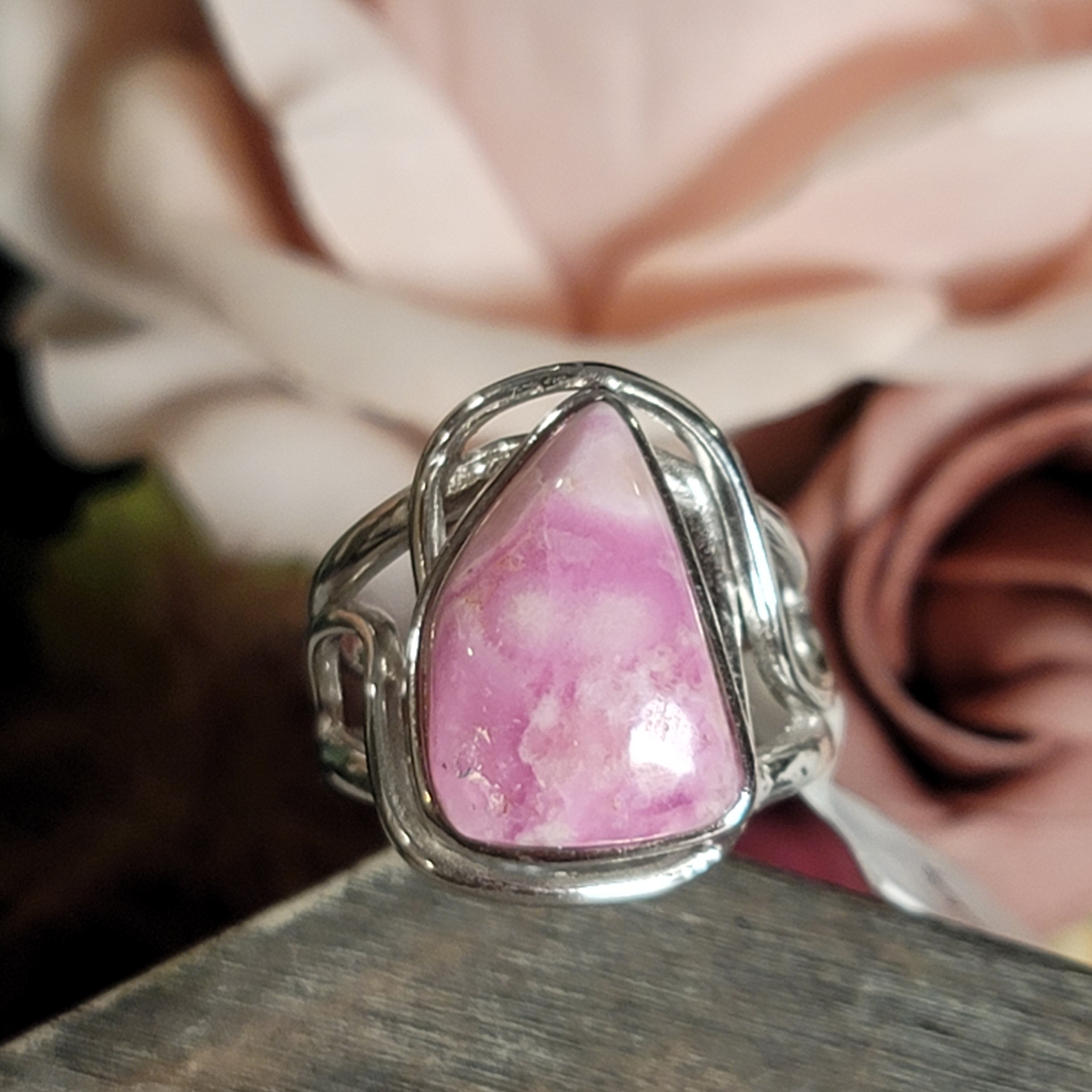 Cobalto Calcite Cuff Ring .925 Silver for Compassion, Emotional Healing, Harmony and Forgiveness