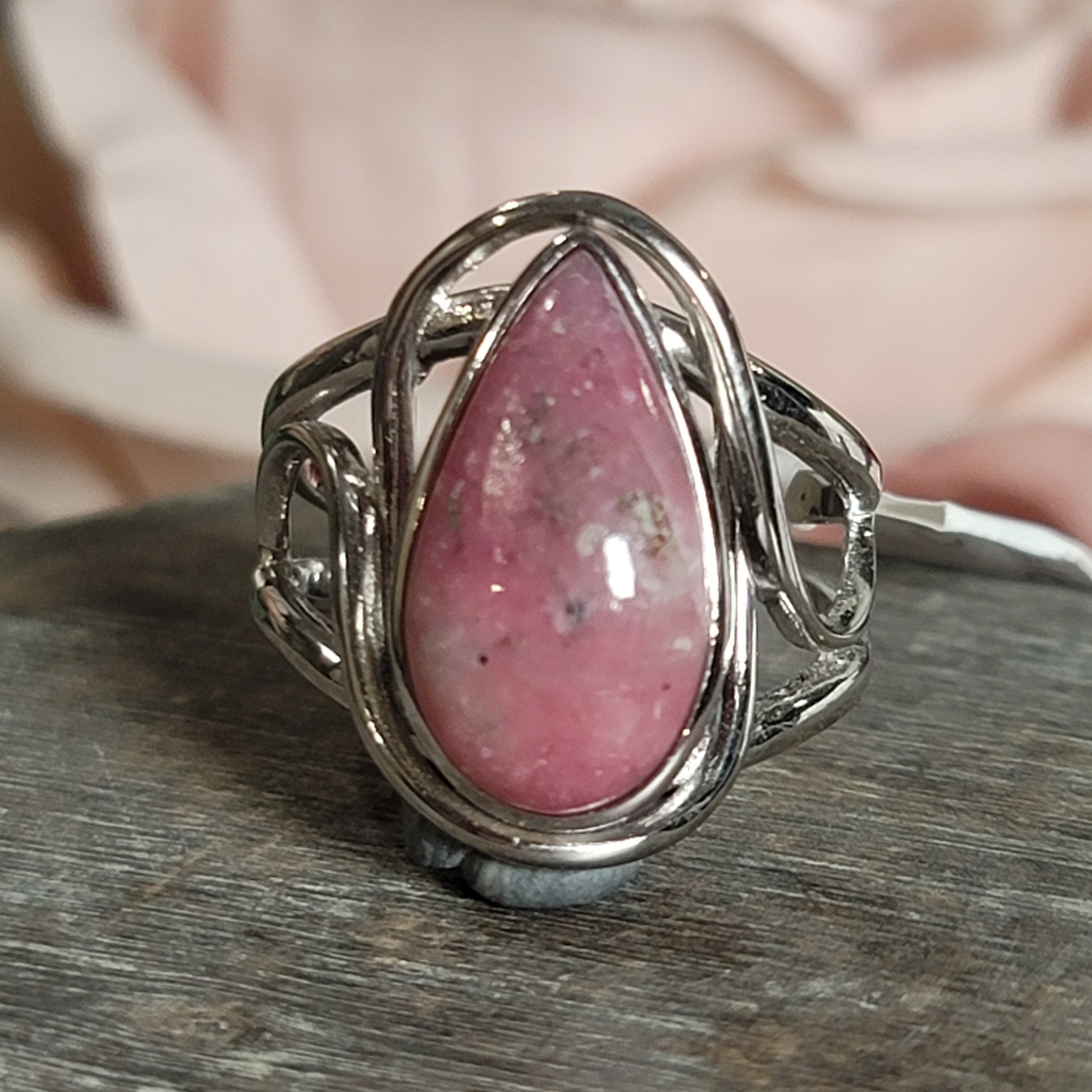 Cobalto Calcite Cuff Ring .925 Silver for Compassion, Emotional Healing, Harmony and Forgiveness