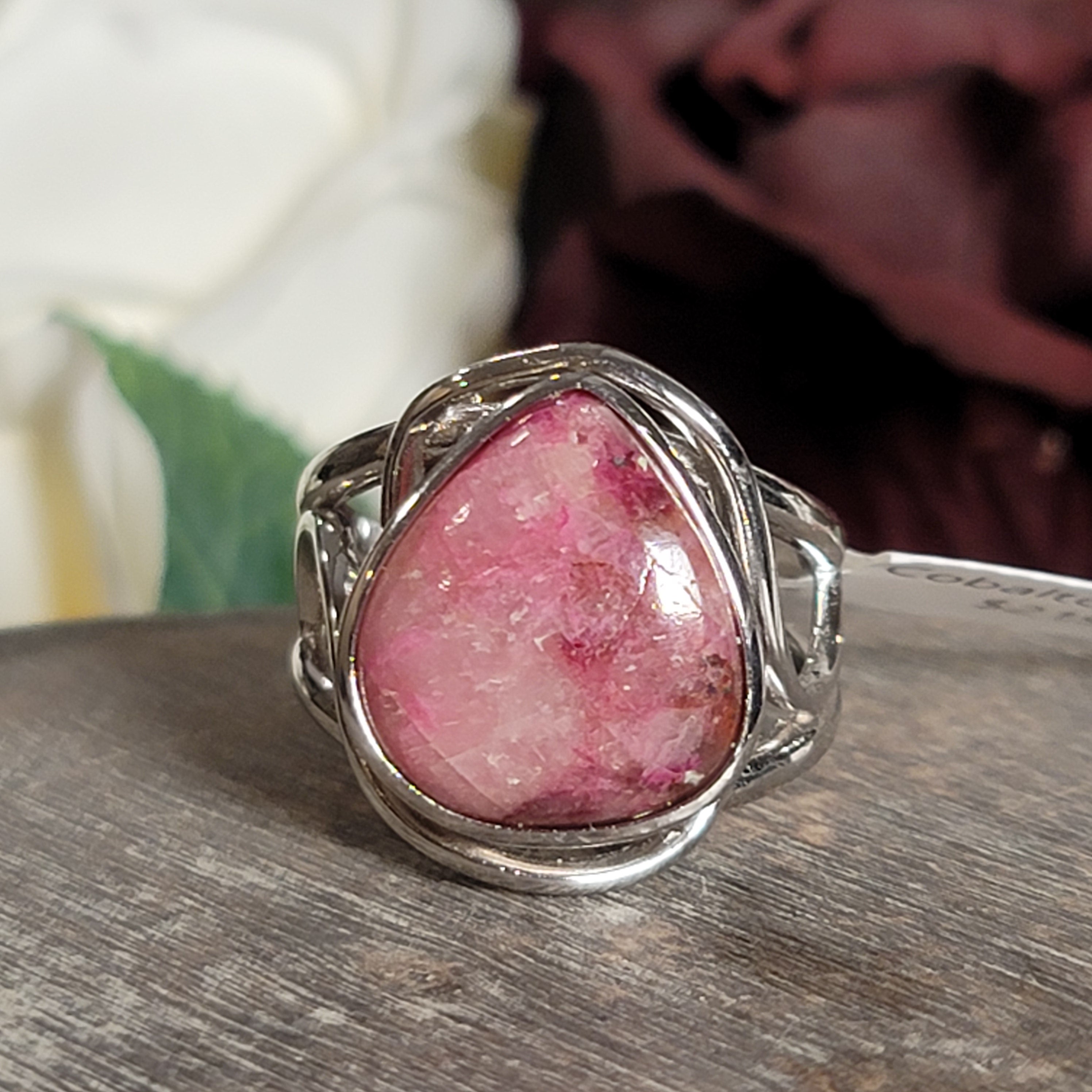 Cobalto Calcite Cuff Ring .925 Silver for Compassion, Emotional Healing, Harmony and Forgiveness