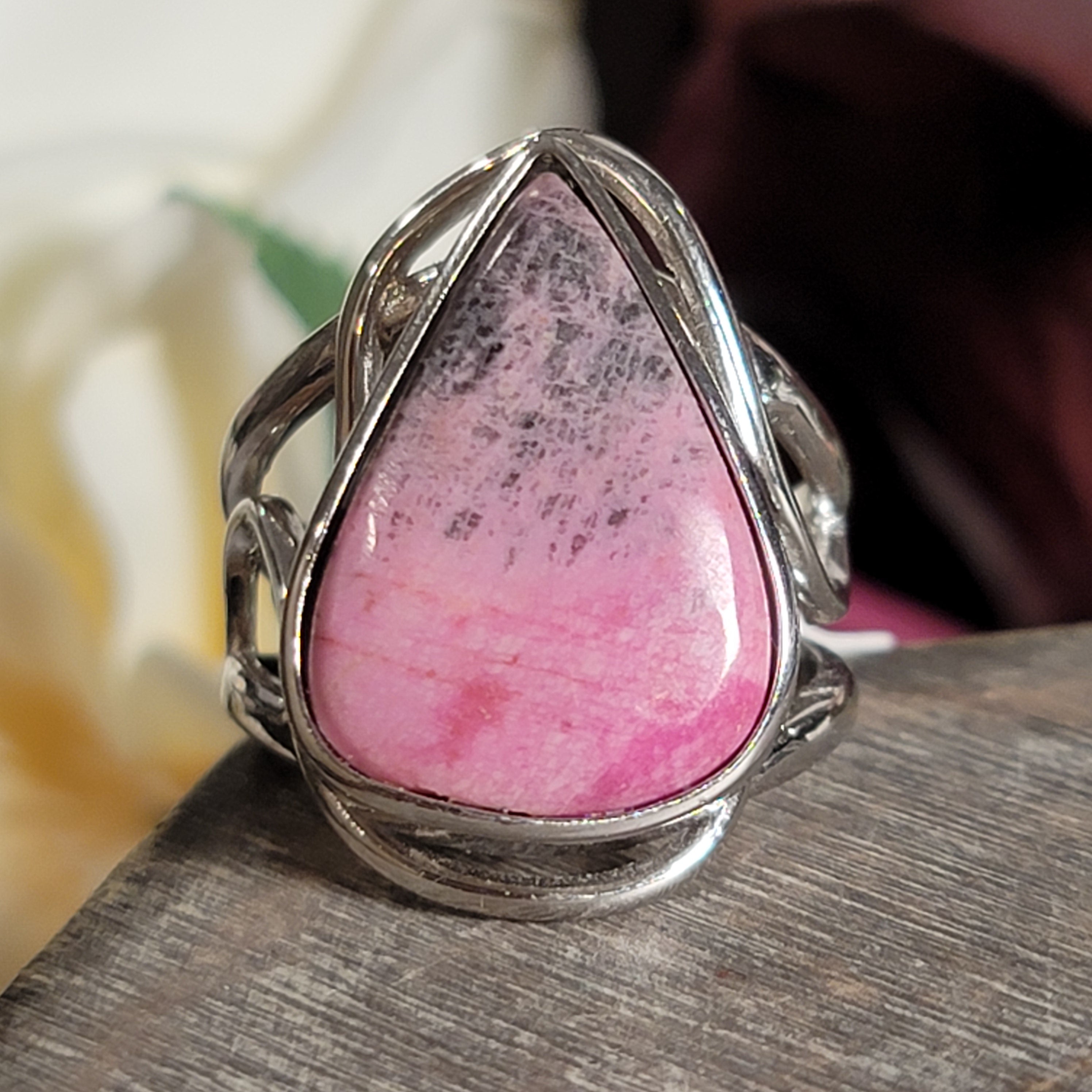 Cobalto Calcite Cuff Ring .925 Silver for Compassion, Emotional Healing, Harmony and Forgiveness