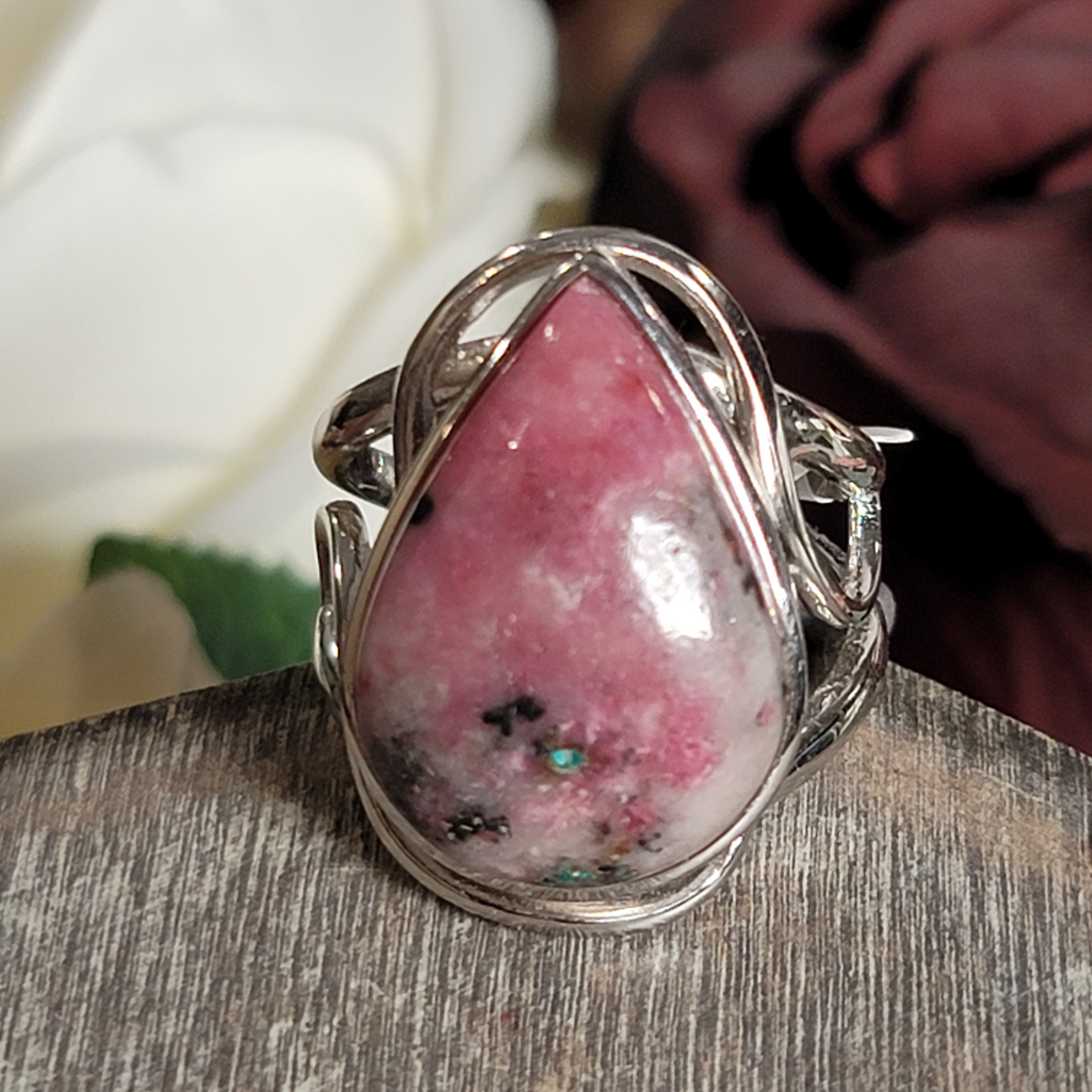 Cobalto Calcite Cuff Ring .925 Silver for Compassion, Emotional Healing, Harmony and Forgiveness