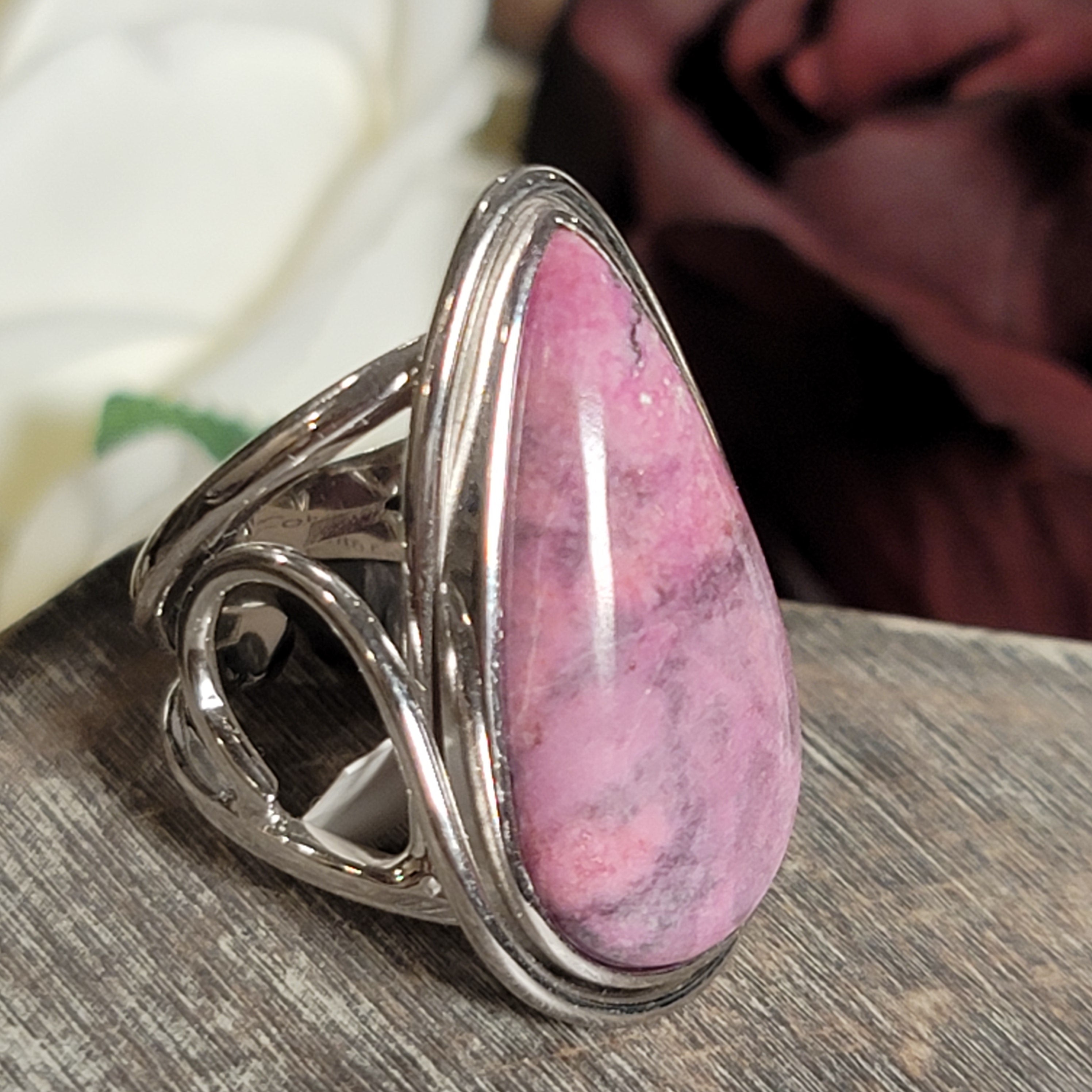 Cobalto Calcite Cuff Ring .925 Silver for Compassion, Emotional Healing, Harmony and Forgiveness