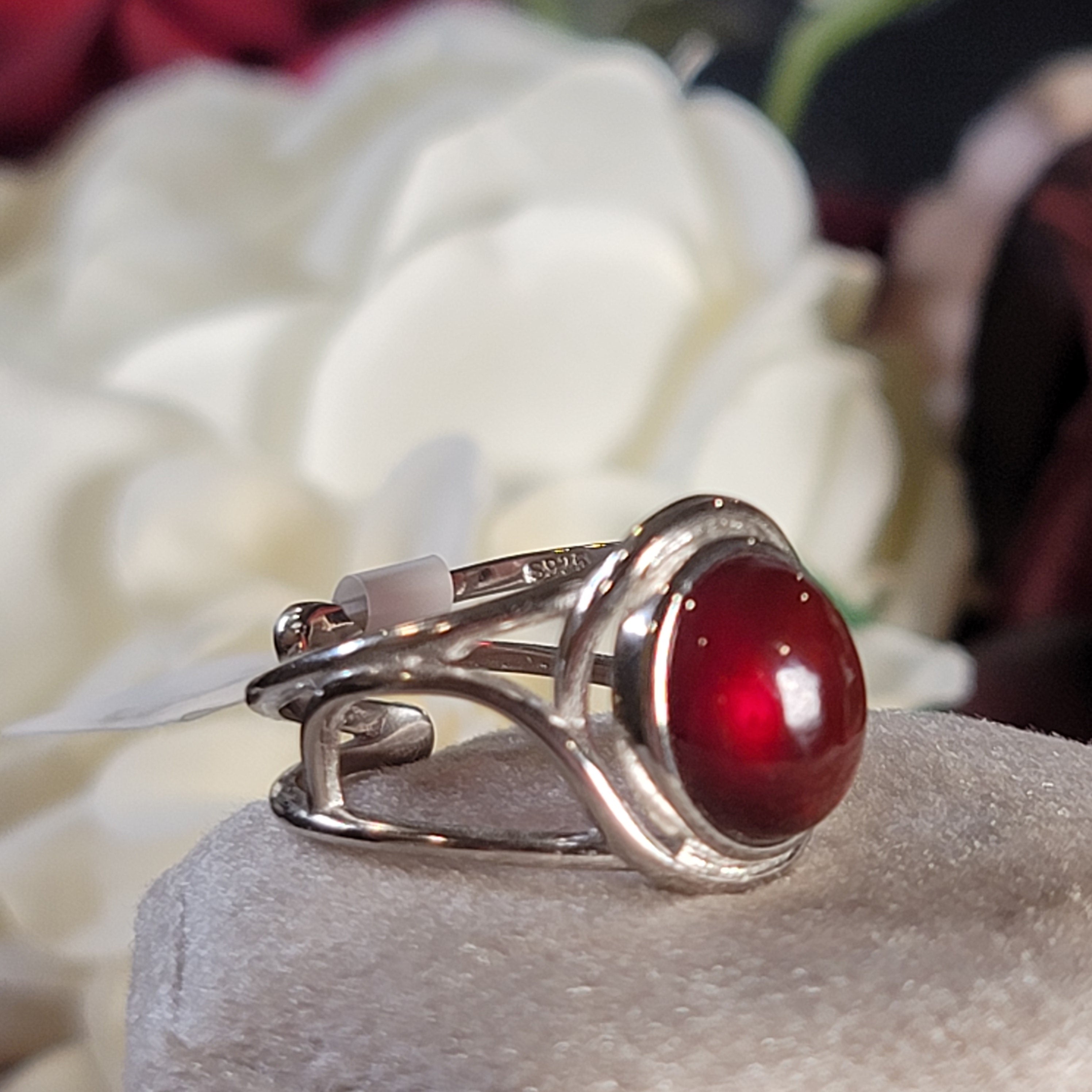 Hessonite Garnet Cuff Ring in .925 Silver for Manifesting Love and Success in your Career, Protection and Wealth