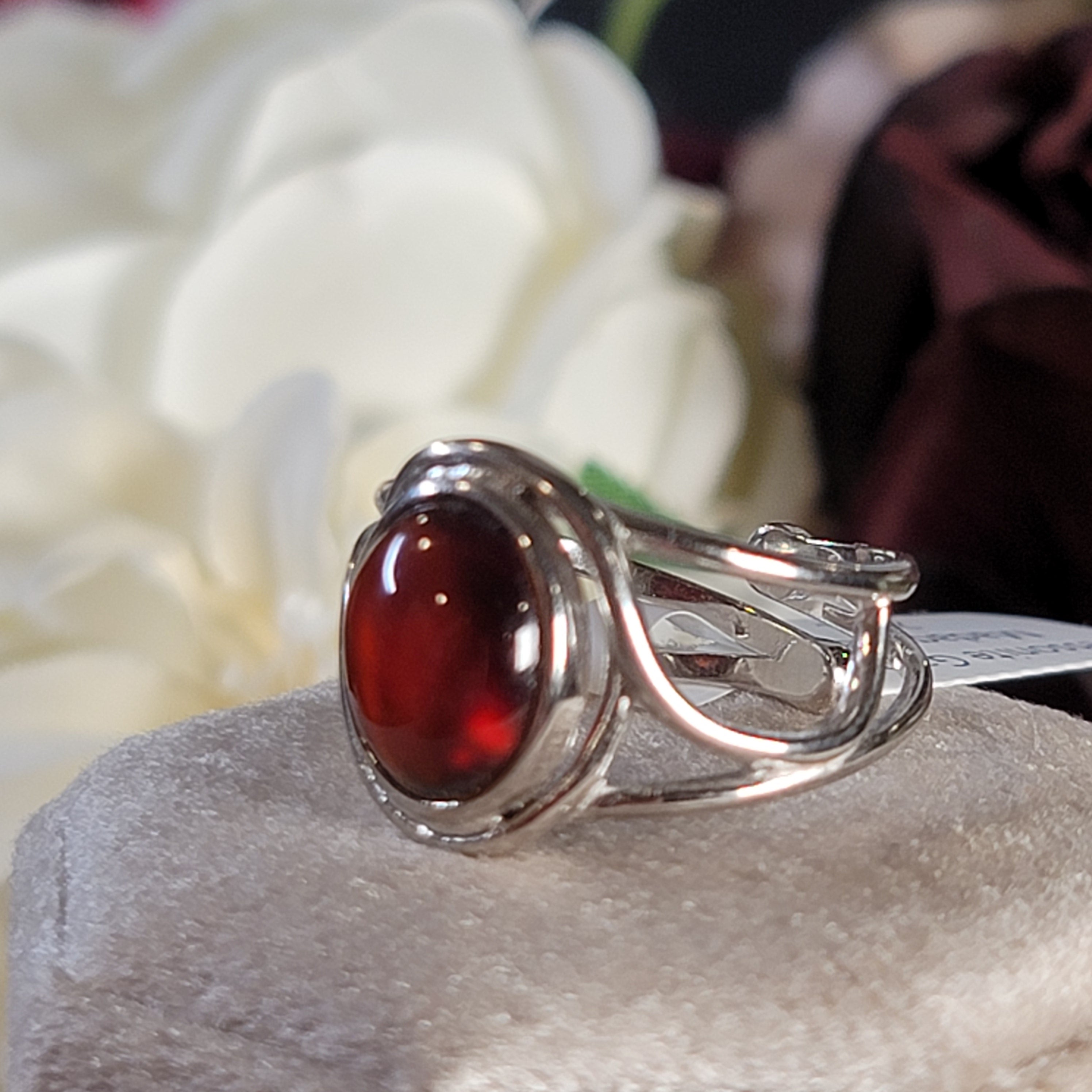 Hessonite Garnet Cuff Ring in .925 Silver for Manifesting Love and Success in your Career, Protection and Wealth