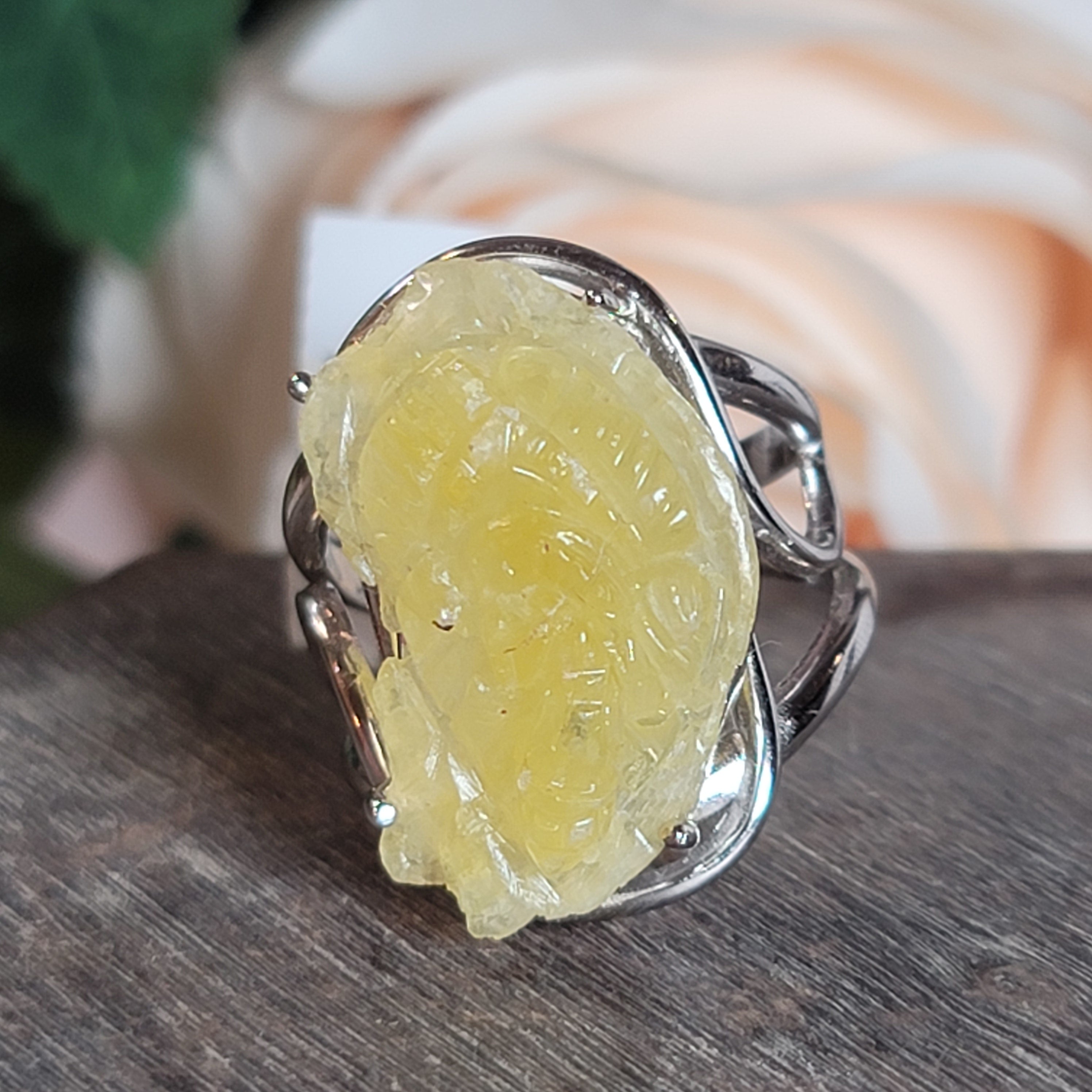 Brucite Adjustable Finger Cuff Ring .925 Silver for Promoting Personal Power & Connection with Higher Self