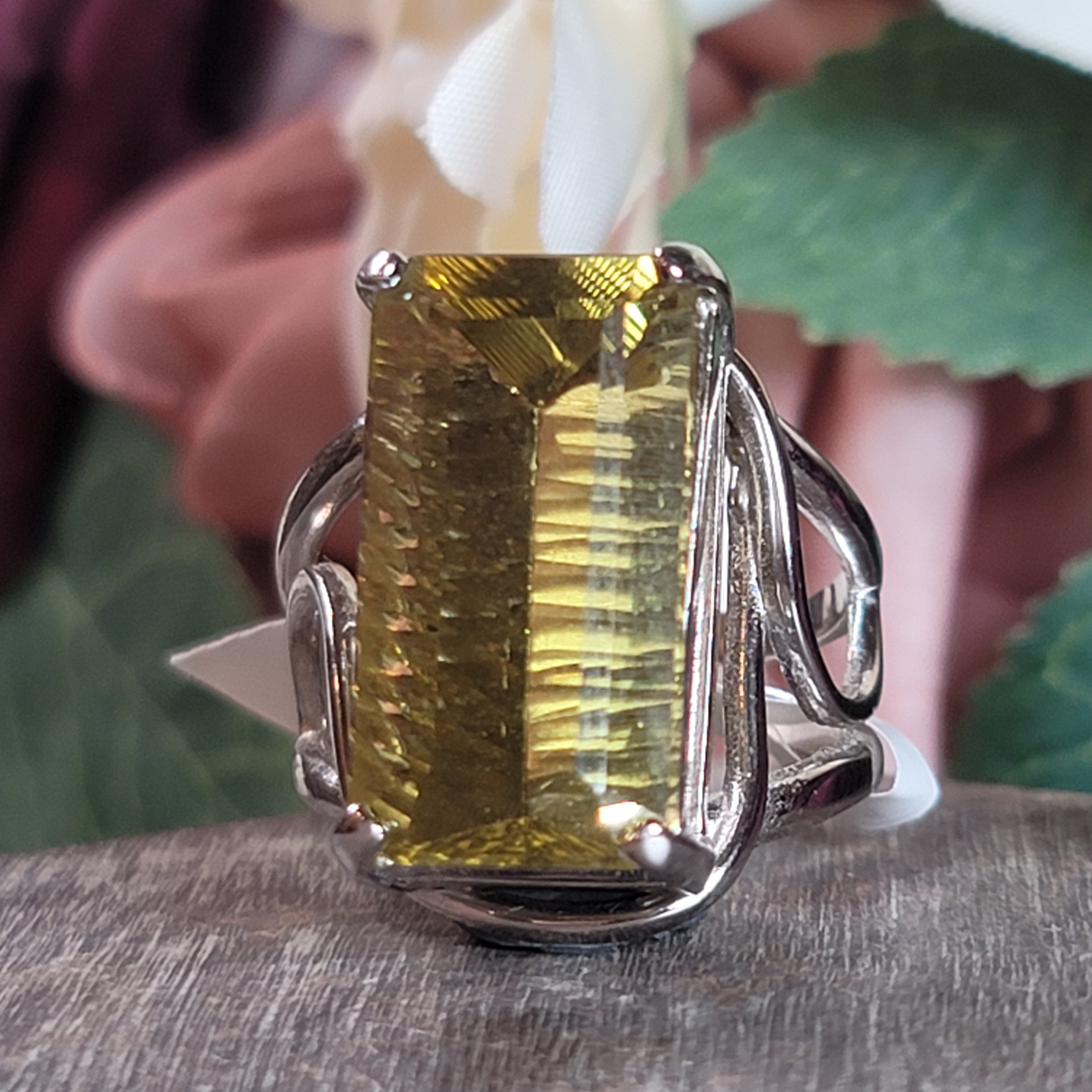 Lemon Quartz Adjustable Cuff Ring .925 Silver for Happiness and Positive Outlook